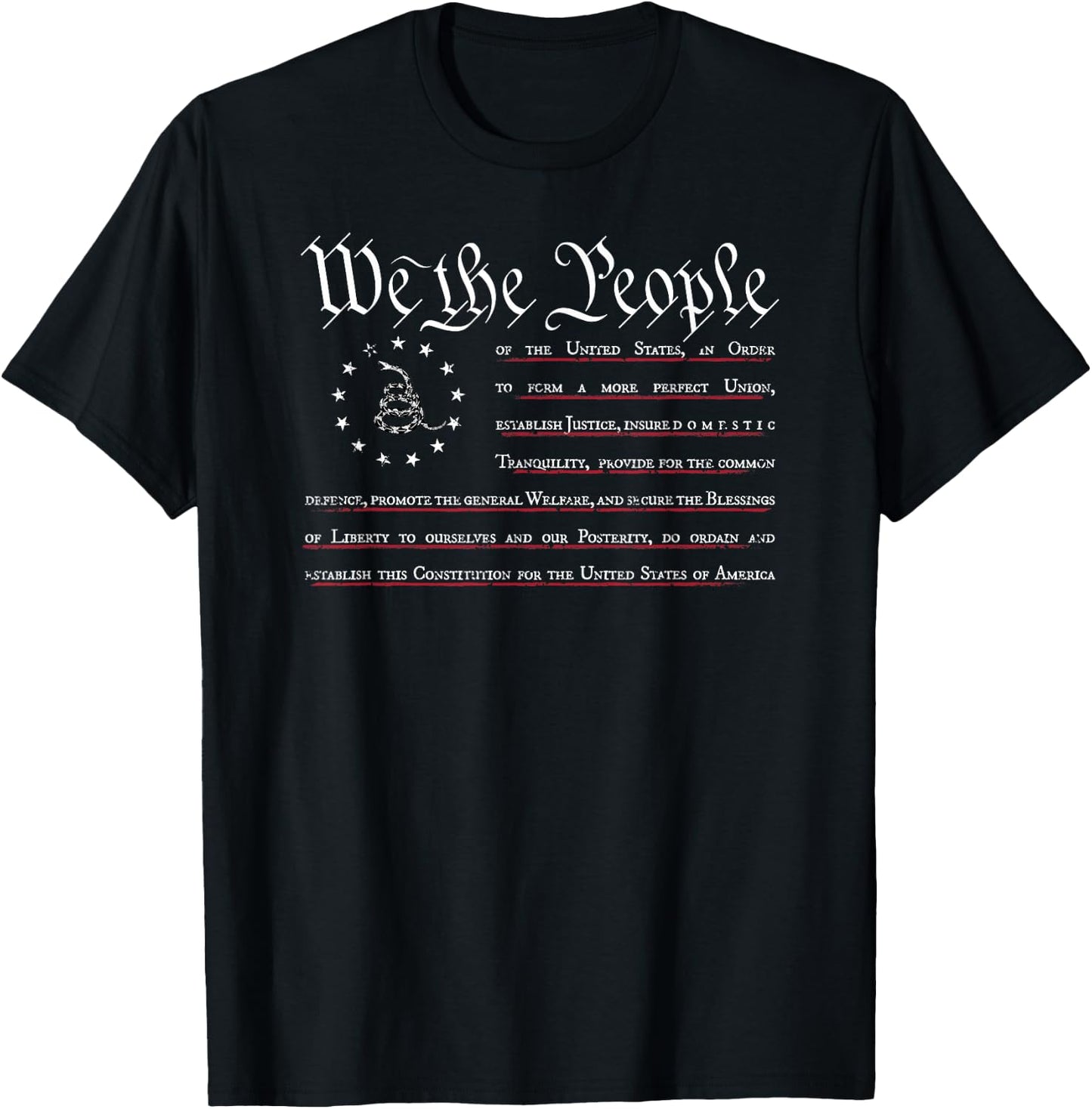 We The People Gadsden USA Flag, Preamble of The Constitution T-Shirt - T-Shirt | Black