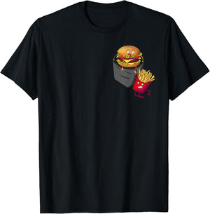 Fast Food in Pocket - Fries Burger Pommes Frites Potato T-Shirt - T-Shirt | Black