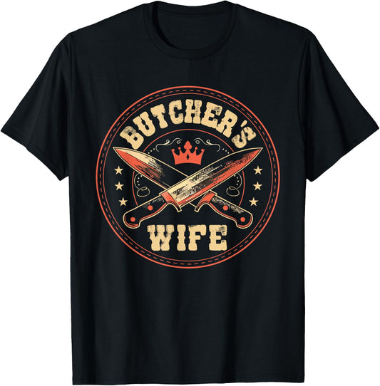 Butcher's Wife Meat Trader Butchery Husband Butcher T-Shirt - T-Shirt | Black