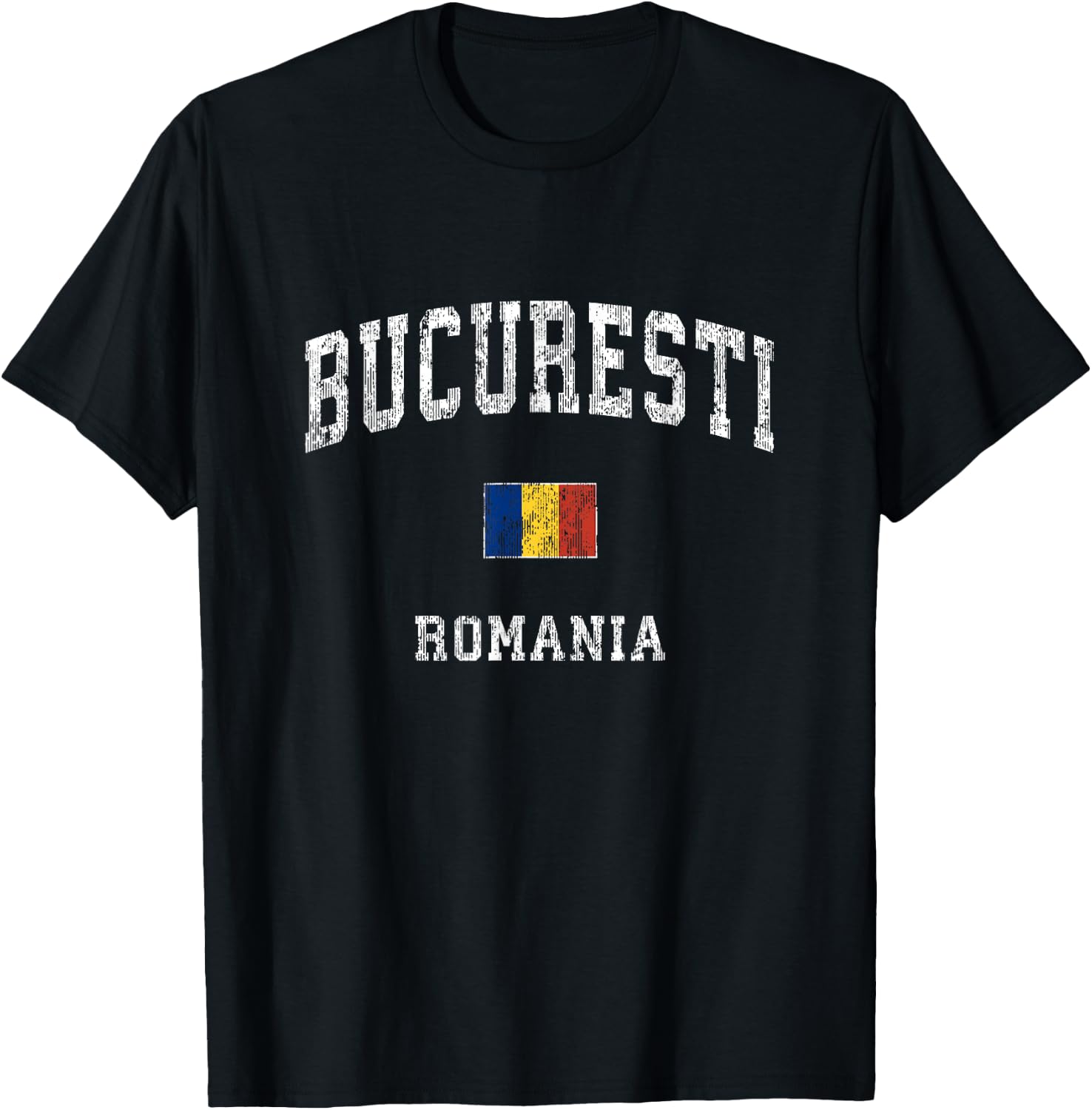 Bucharest Romania Vintage Athletic Sports Design T-Shirt - T-Shirt | Black