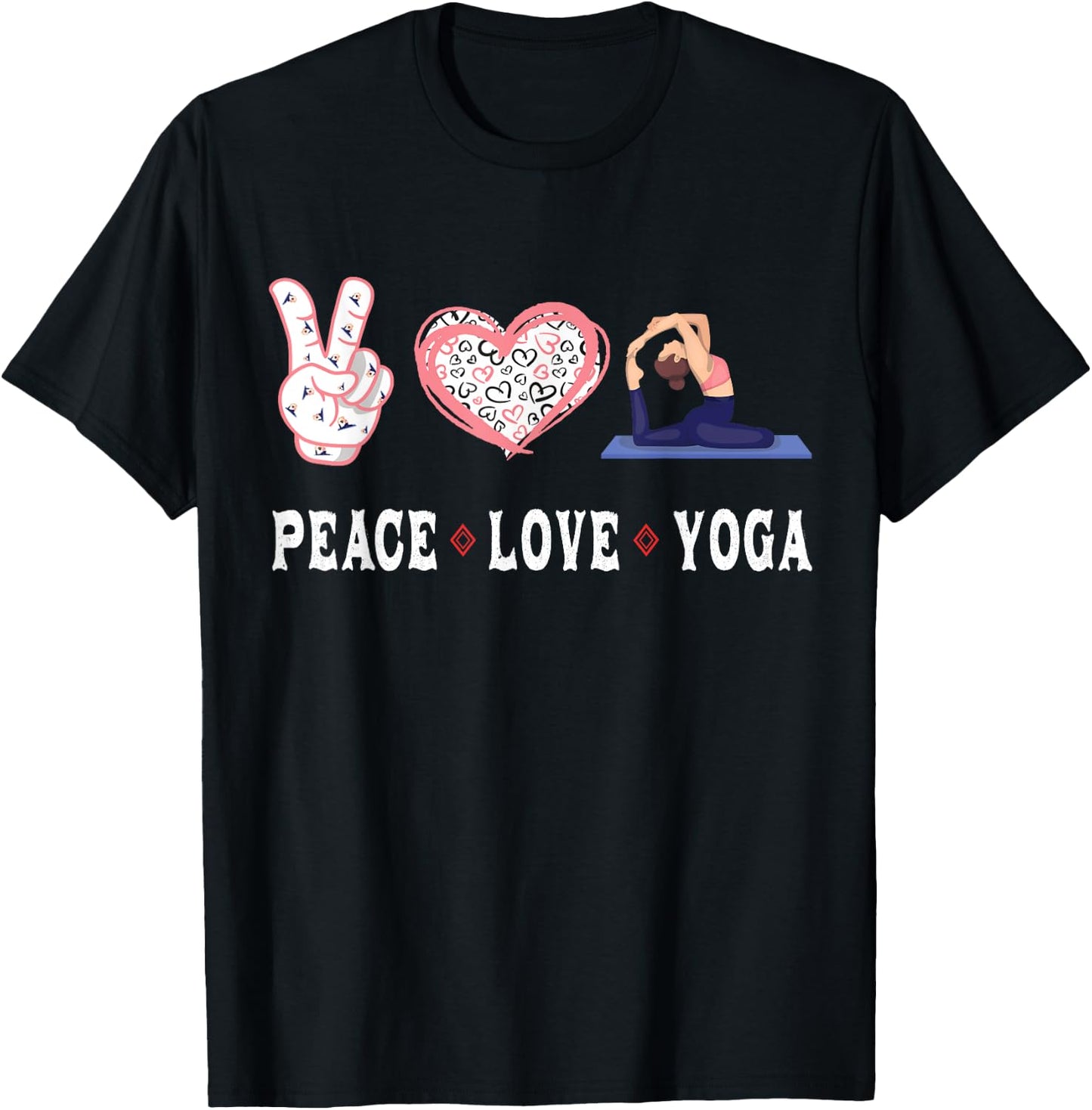 Yoga lovers Player fans Peace love Yoga T-Shirt - T-Shirt | Black
