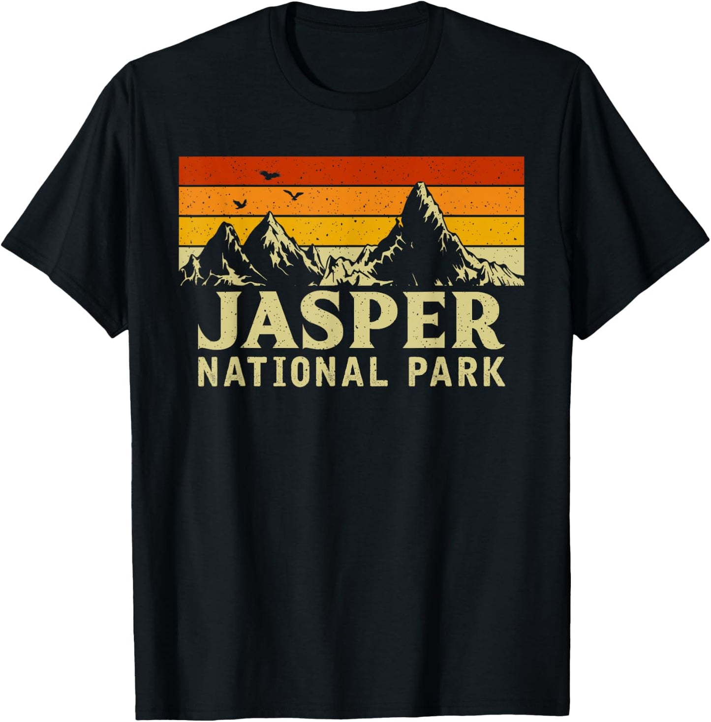 Vintage Retro Mountain Graphics Jasper National Park T-Shirt - T-Shirt | Black