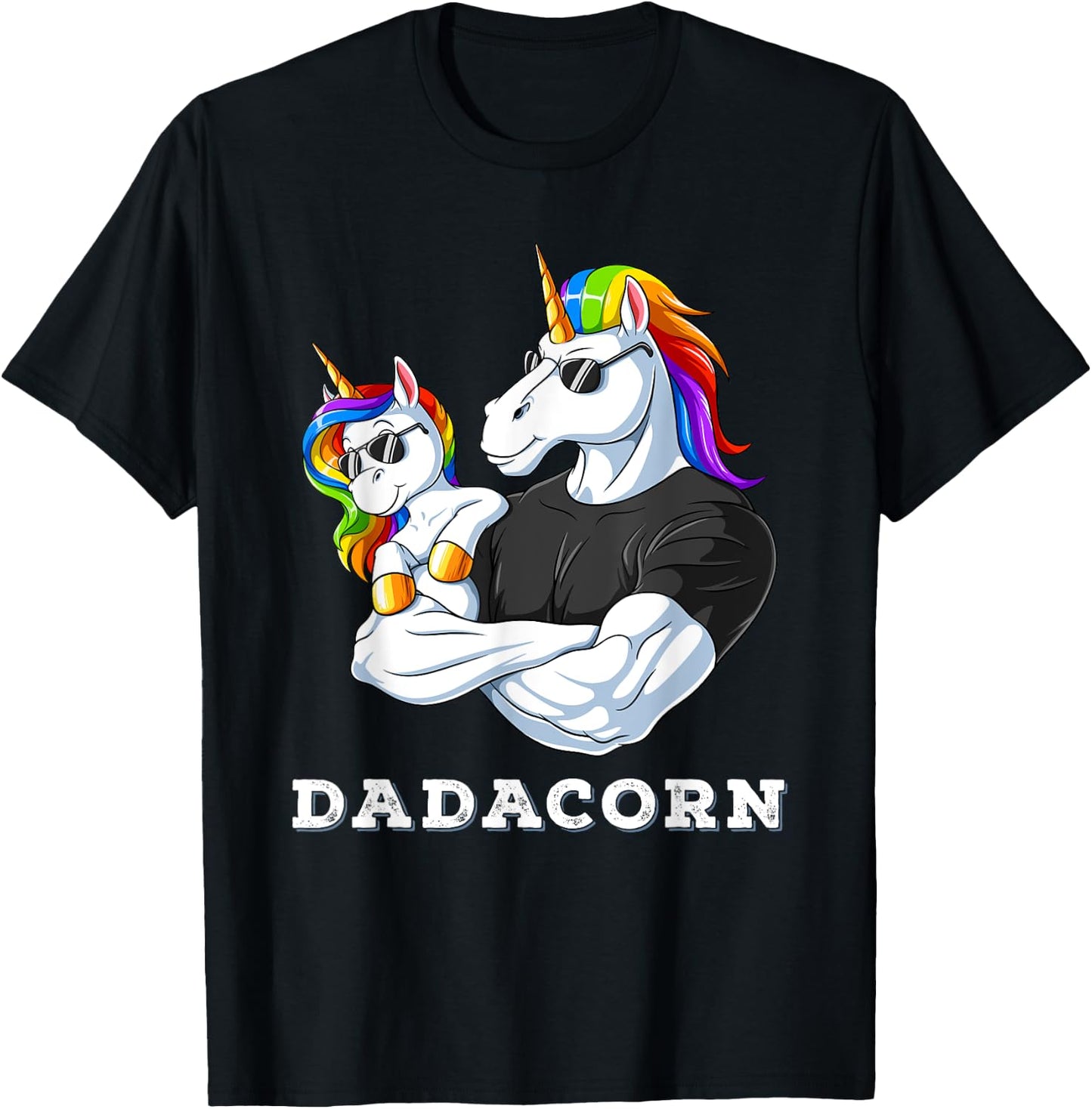 Dadacorn Unicorn Dad of the Birthday Girl Father's Day Gift T-Shirt - T-Shirt | Black