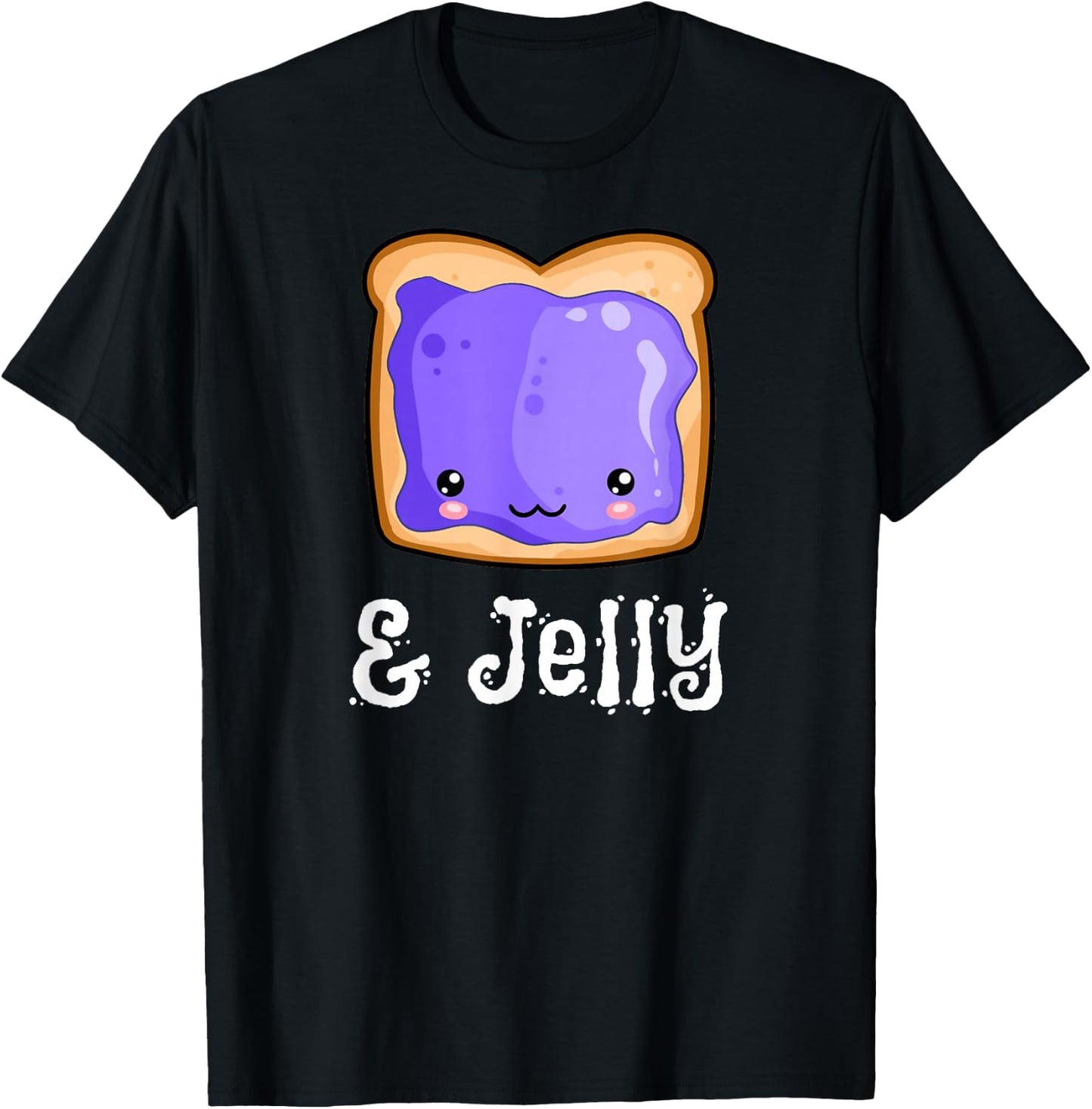 Kawaii Peanut Butter & Jelly PB&J Matching Blueberry Jam T-Shirt - T-Shirt | Black