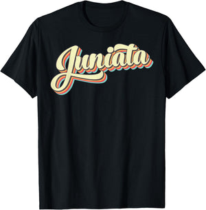 Juniata Retro Art Baseball Font Vintage T-Shirt - T-Shirt | Black