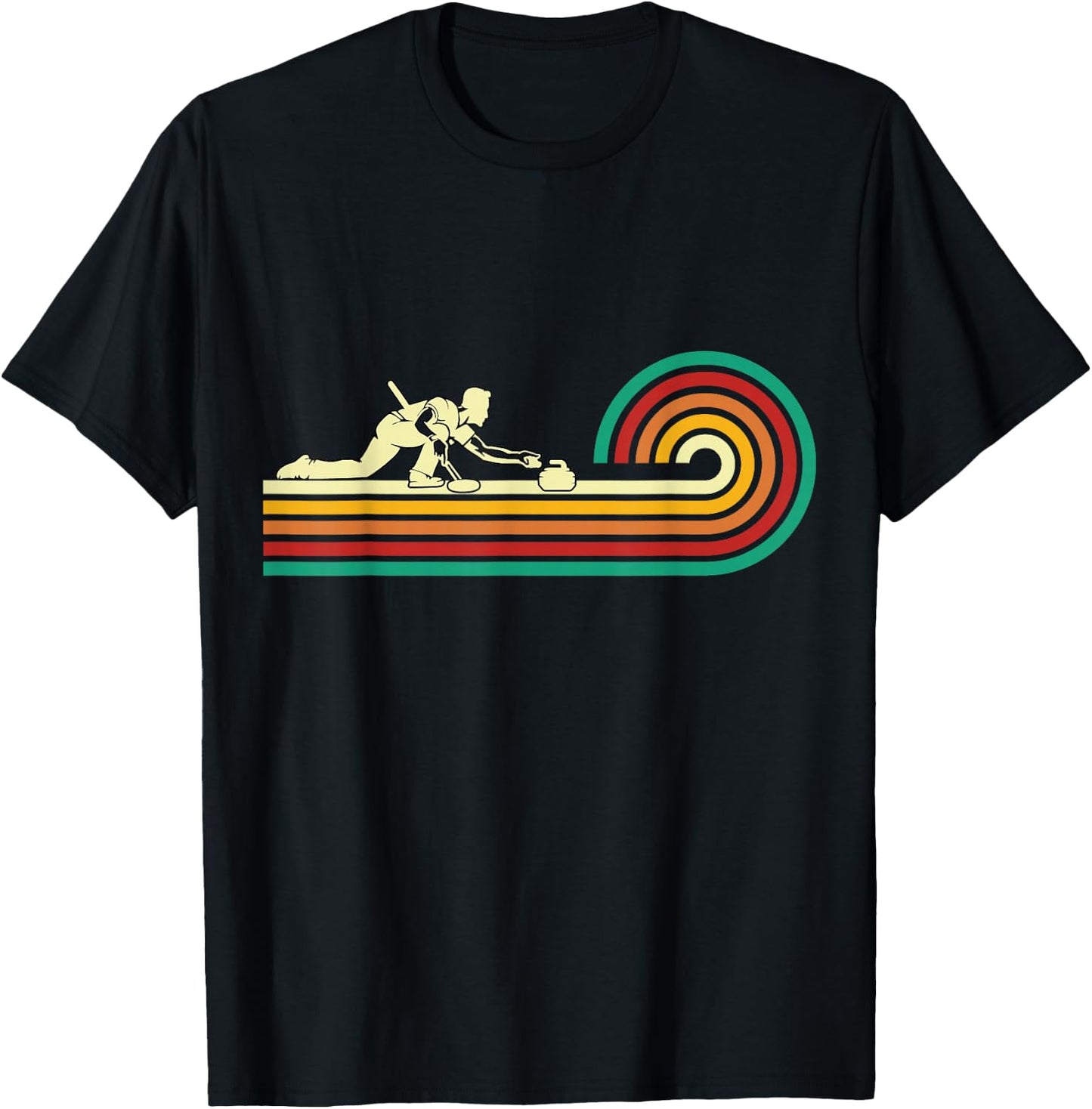 Curler sliding Curling Stone Retro Curling T-Shirt - T-Shirt | Black