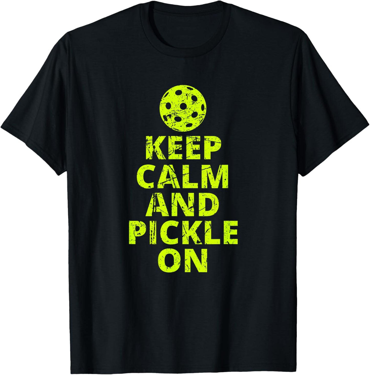 Keep Calm and Pickle On Pickleball T-Shirt - T-Shirt | Black