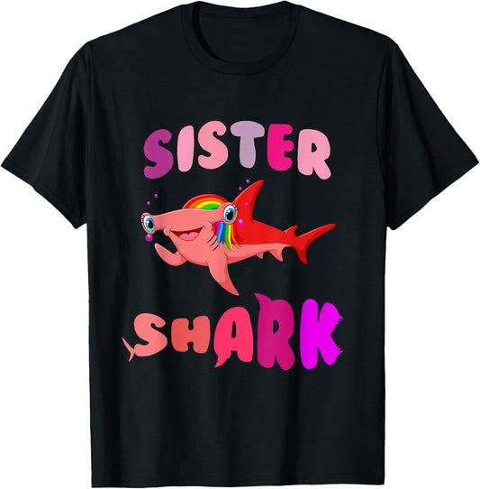 Sister Shark hammerhead birthday family shark matching T-Shirt - T-Shirt | Black
