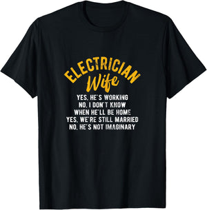 Electrician Wife Electricity Electrician T-Shirt - T-Shirt | Black