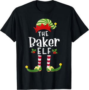 Baker Christmas Elf Matching Pajama X-Mas Party T-Shirt - T-Shirt | Black