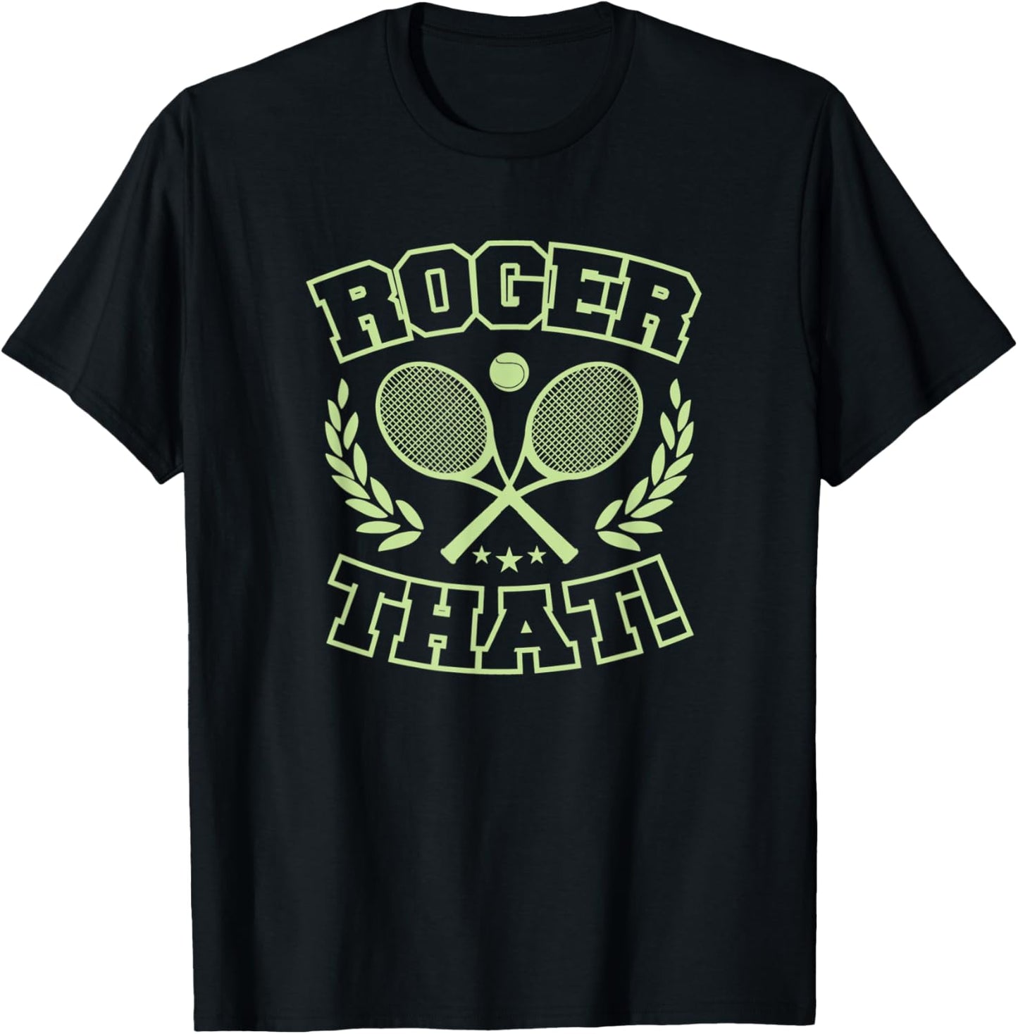 Roger That Funny Cute Tennis Racket Ball Retro Design Style T-Shirt - T-Shirt | Black