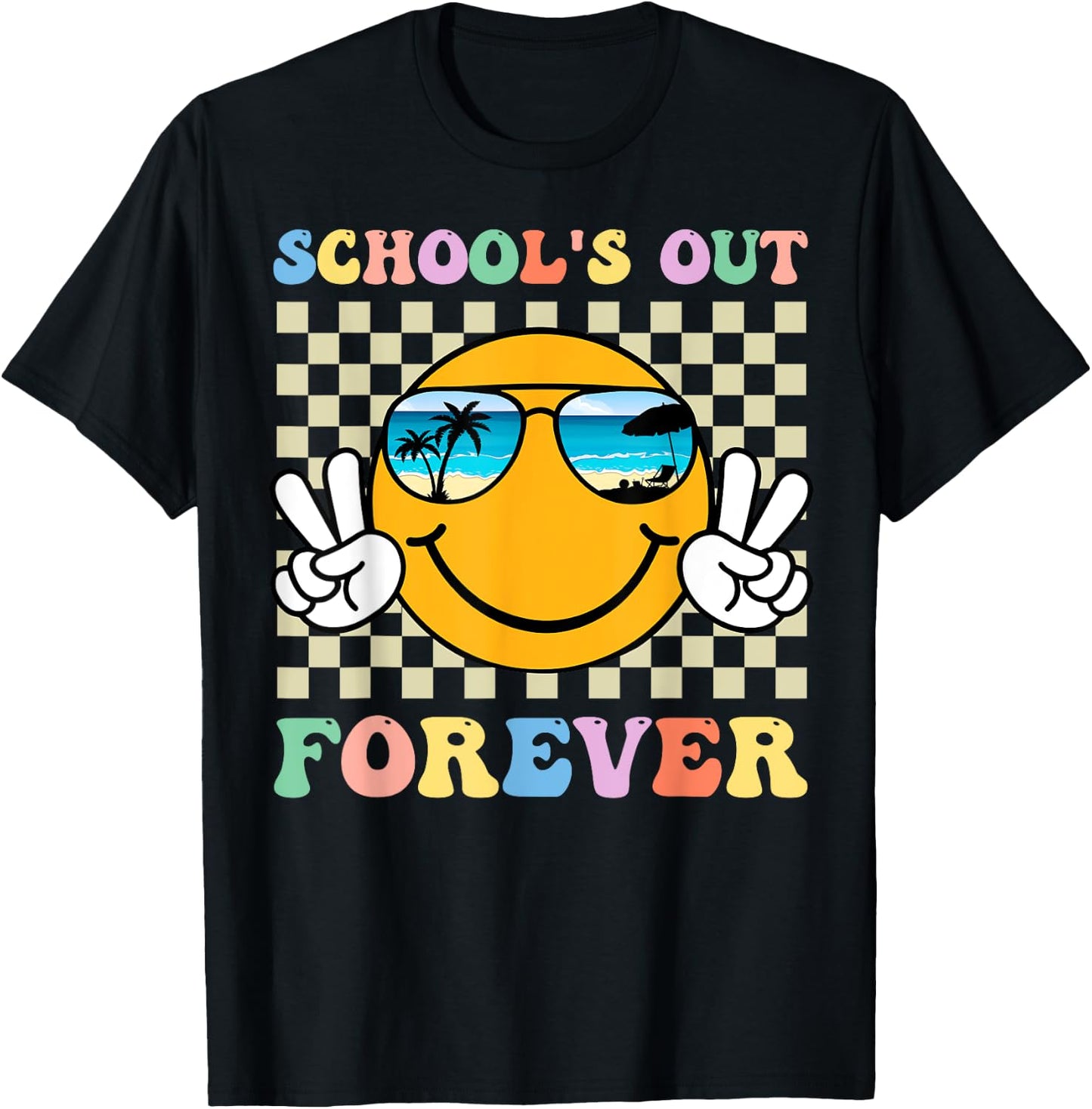 Retro Groovy School's Out Forever Retired Teacher Retirement T-Shirt - T-Shirt | Black