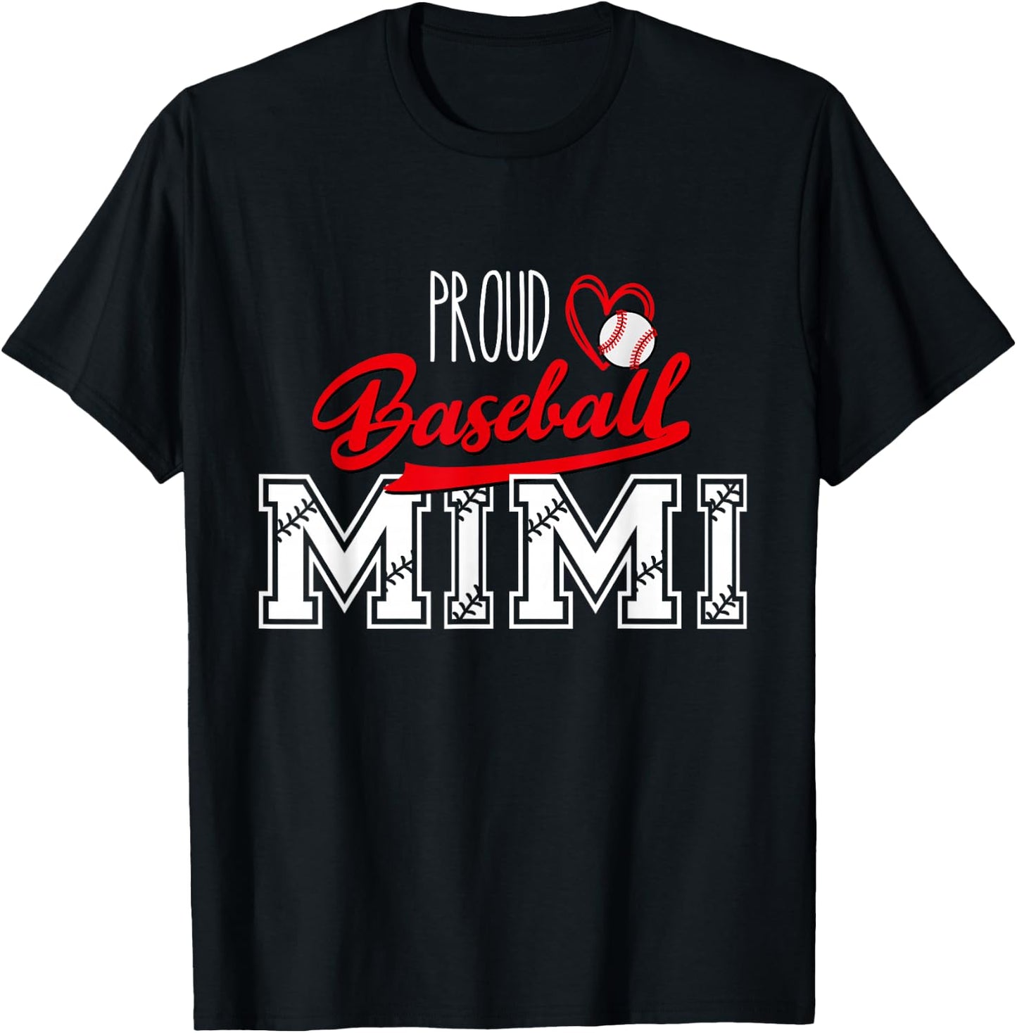 Proud Baseball Mimi Grandma Sport Women Mother's Day T-Shirt - T-Shirt | Black