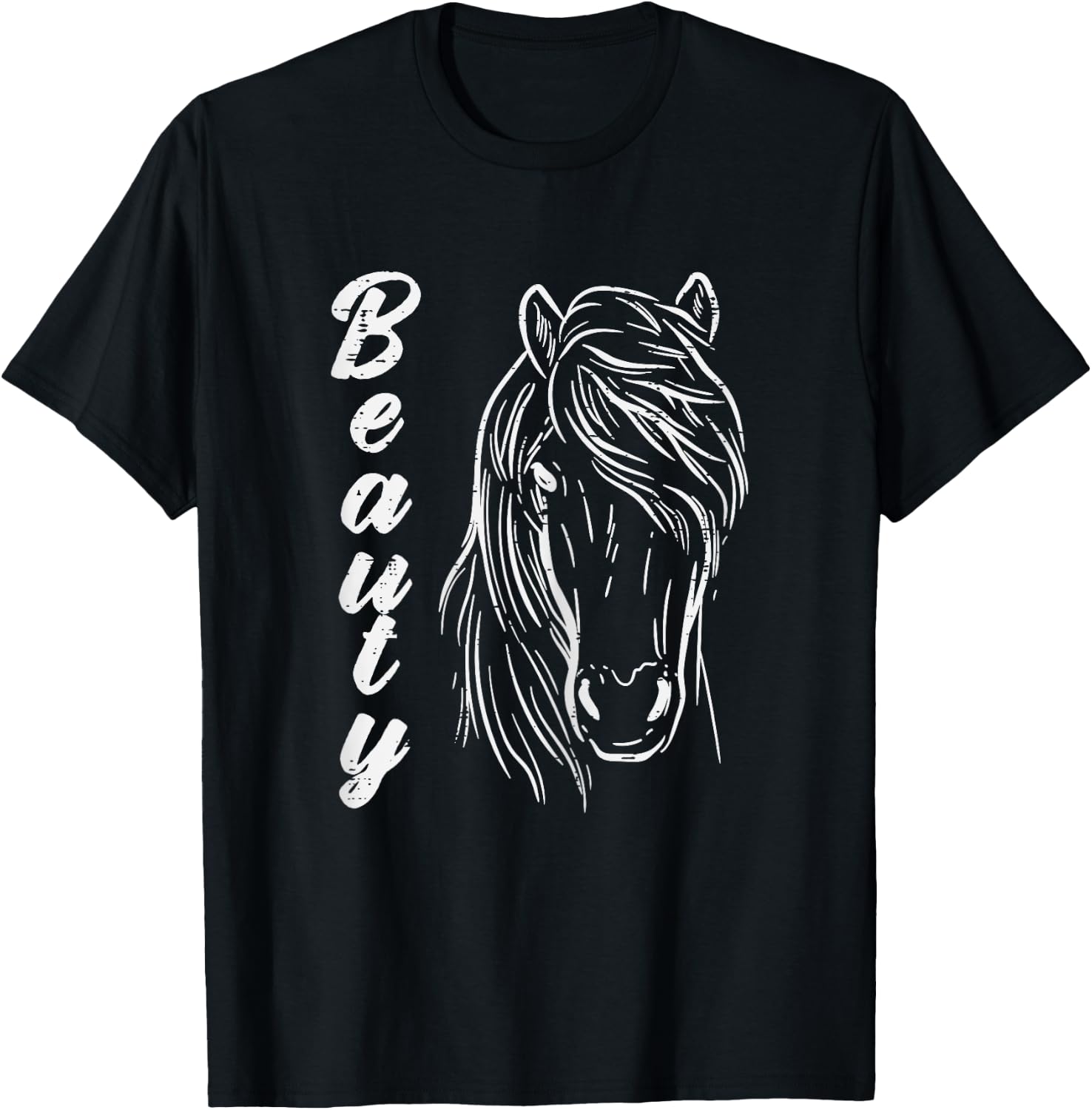 Beauty Horse Head Animal Art Equestrian Rider Girls Women T-Shirt - T-Shirt | Black