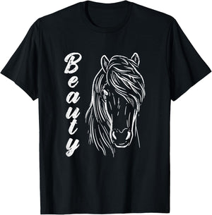 Beauty Horse Head Animal Art Equestrian Rider Girls Women T-Shirt - T-Shirt | Black