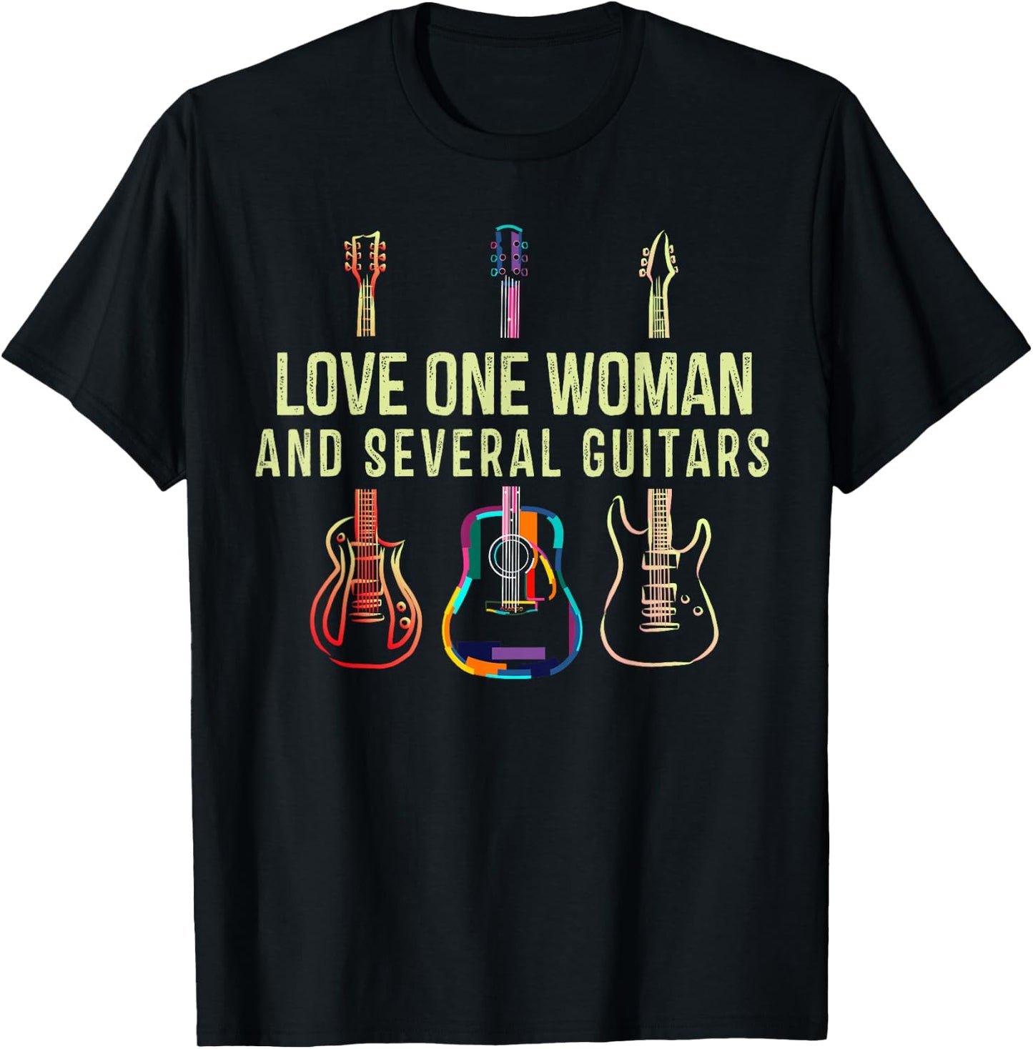 Love One Woman and Several Guitars Player Gifts Guitarist T-Shirt - T-Shirt | Black