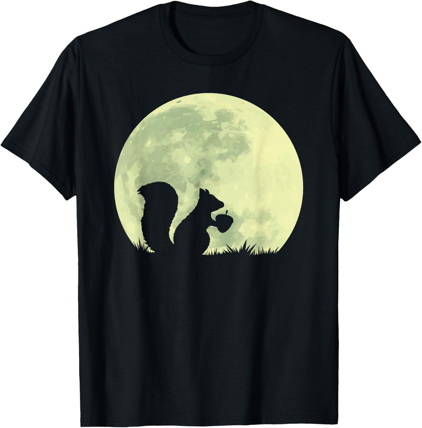 Squirrels Full Moon Acorn Forest Animal Lover Chipmunk Nuts T-Shirt - T-Shirt | Black
