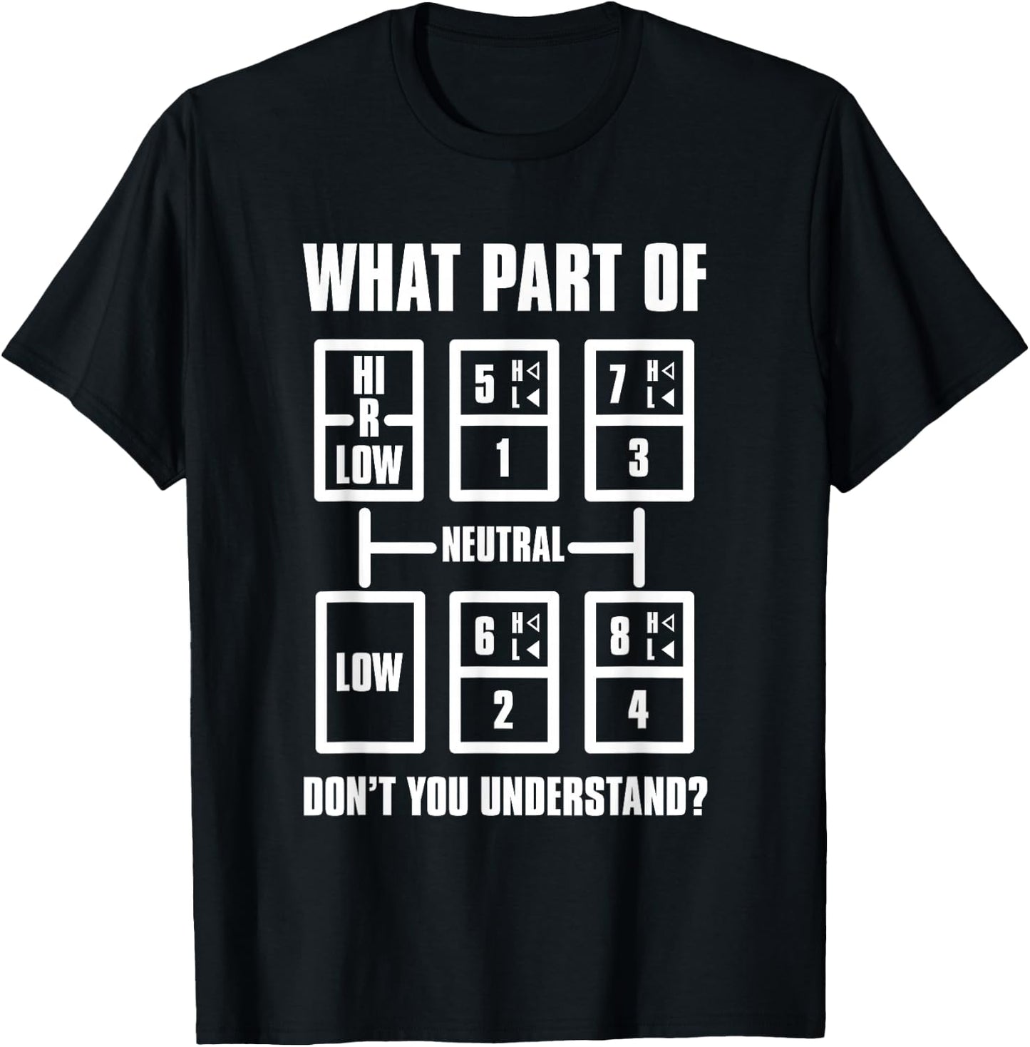 Trucker T Shirts - Gear Shift Pattern T-Shirt - T-Shirt | Black