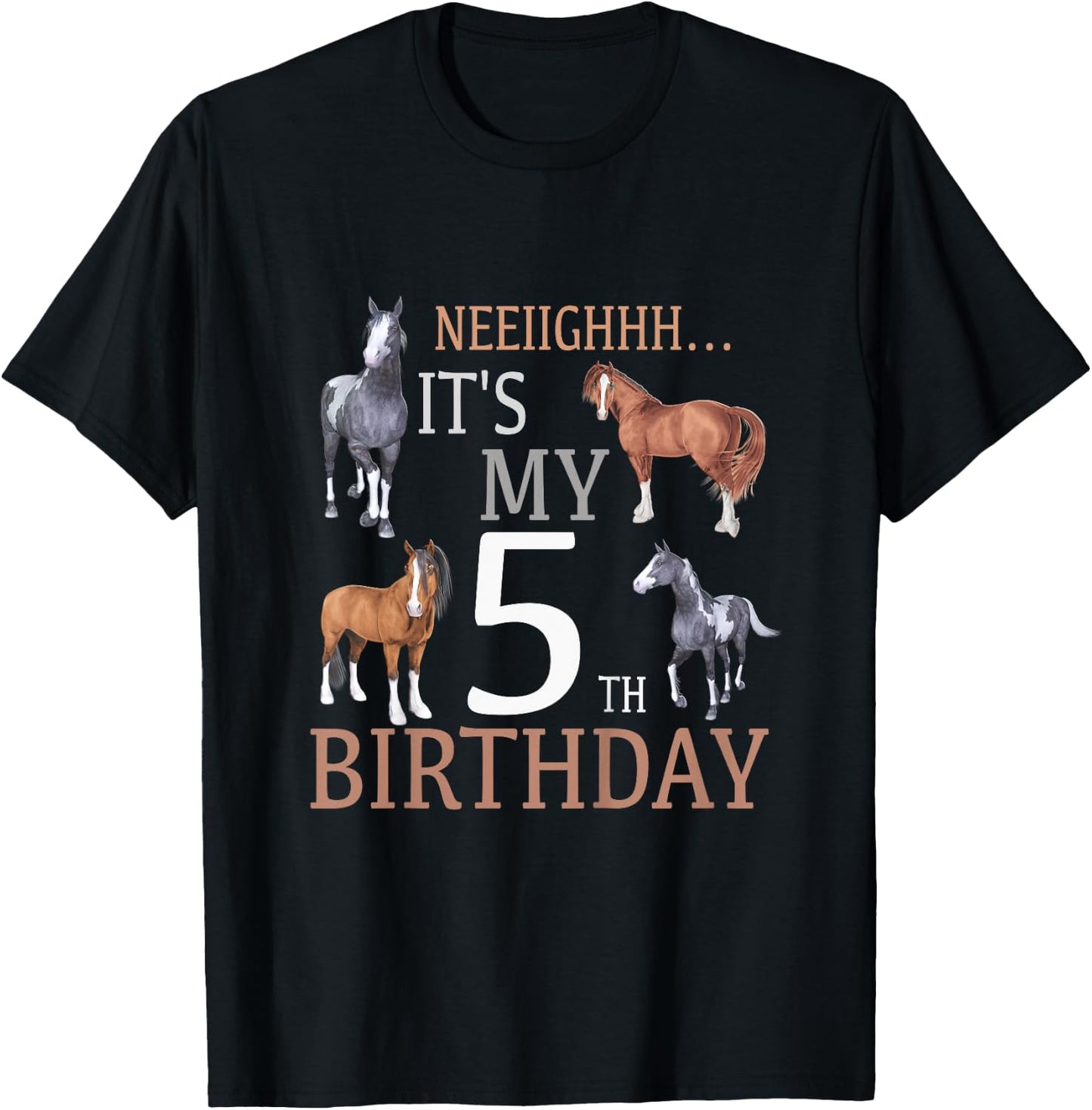 Its My 5th Birthday Shirt Horse Lover 5 Year Old Birthday T-Shirt - T-Shirt | Black