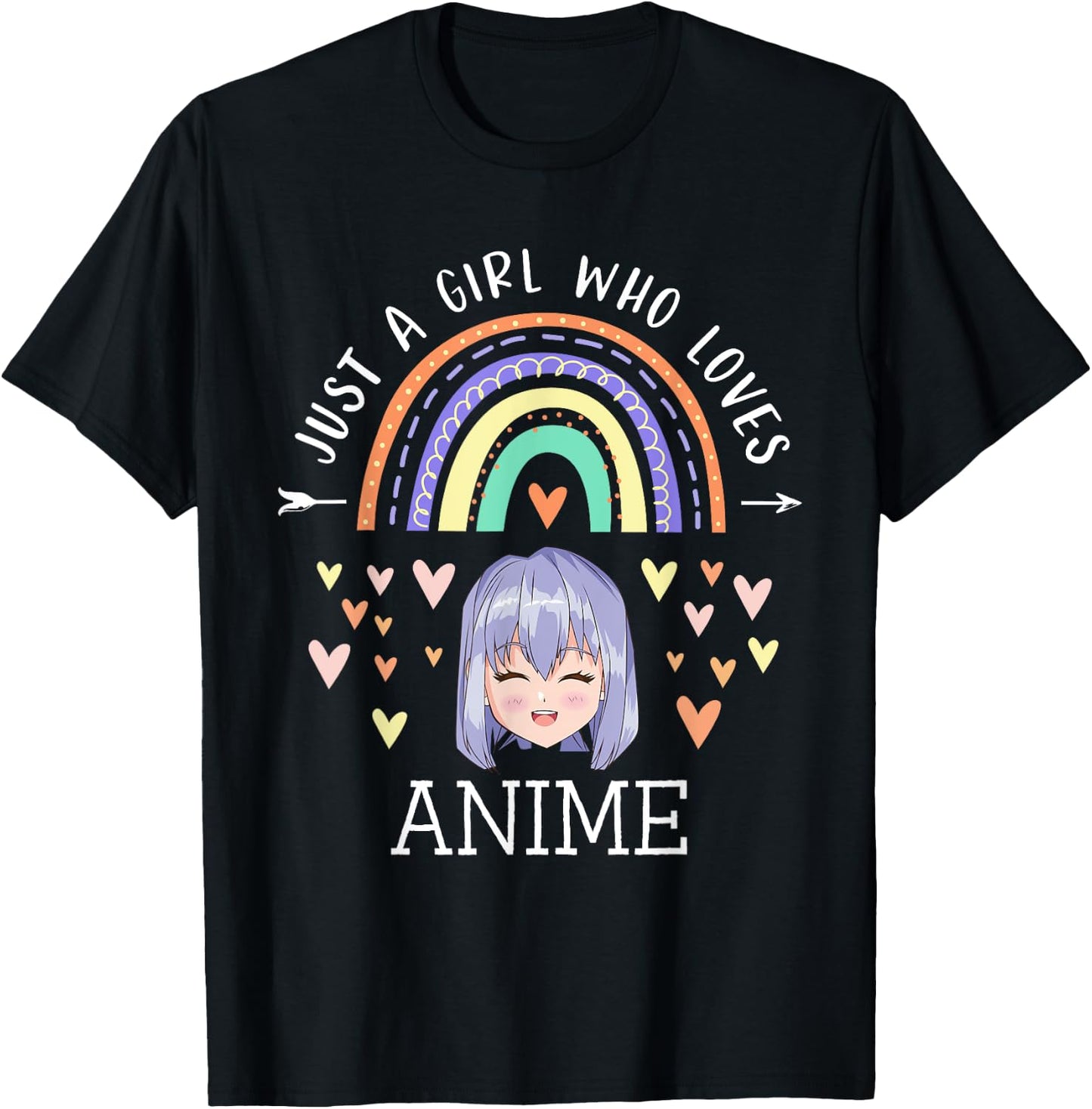 Just A Girl Who Loves Anime Rainbow Gifts For Anime Lover T-Shirt - T-Shirt | Black
