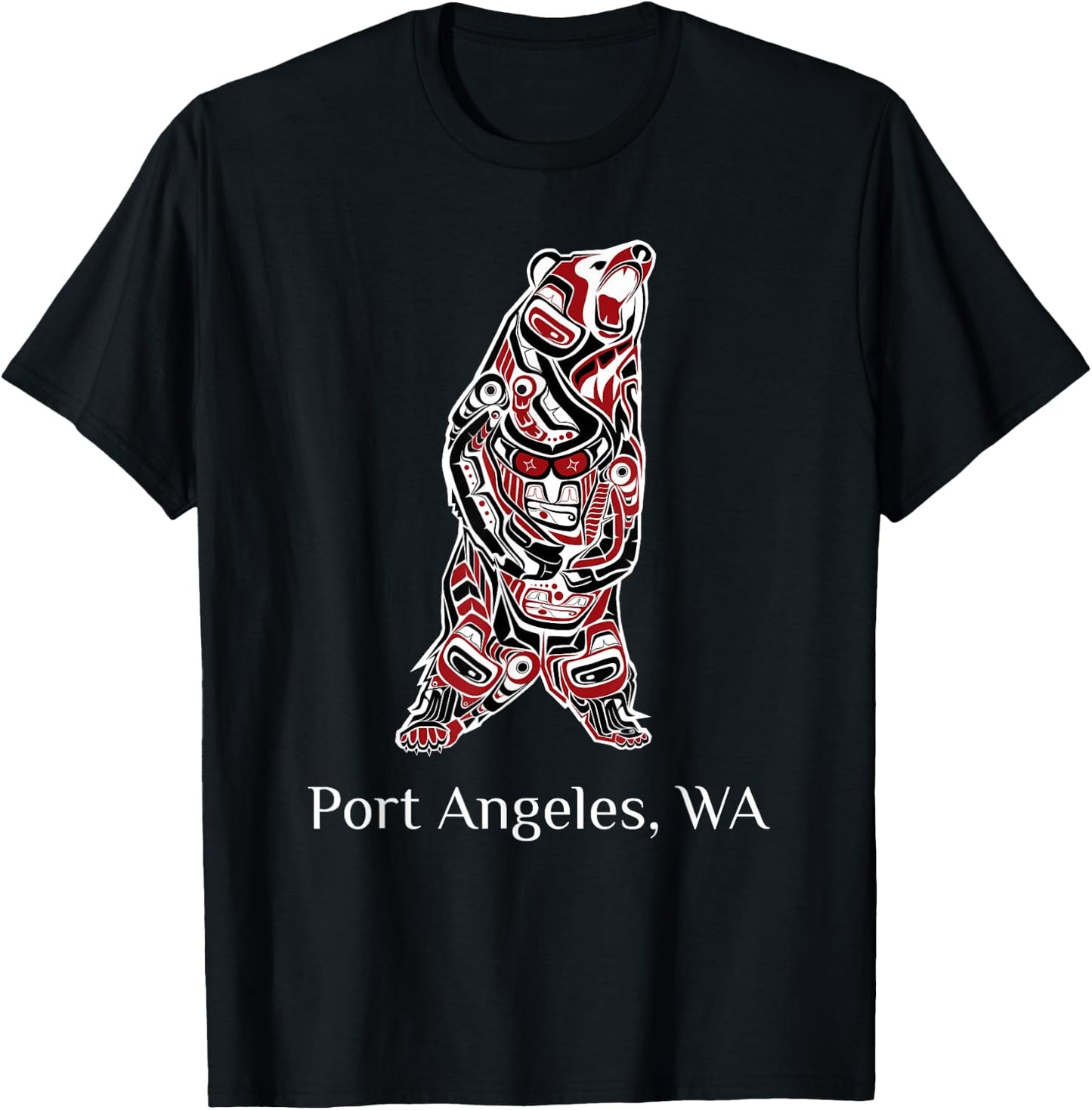 Port Angeles WA Native American Indian Brown Grizzly Bear T-Shirt - T-Shirt | Black