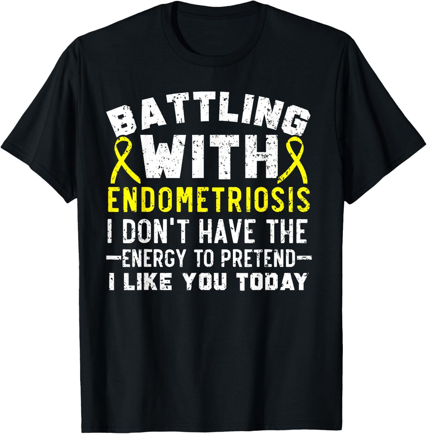 Battling With Endometriosis Awareness Disease T-Shirt - T-Shirt | Black