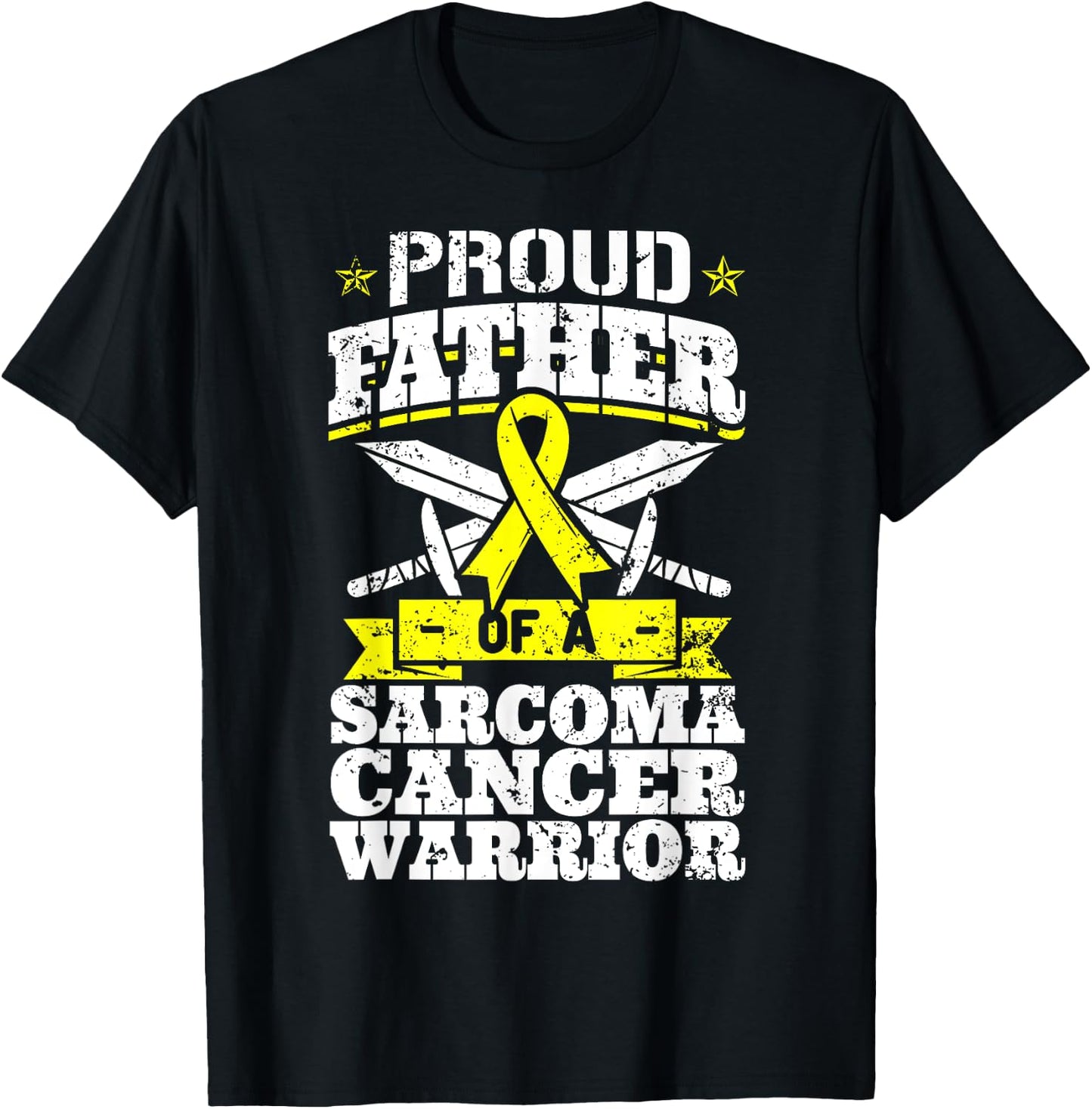 Proud Father Of A Sarcoma Cancer Warrior Awareness Dad T-Shirt - T-Shirt | Black
