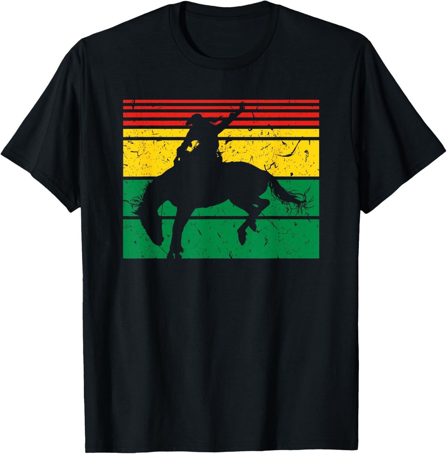 Rodeo Bronc Riding African American Cowgirl Graphic T-Shirt - T-Shirt | Black