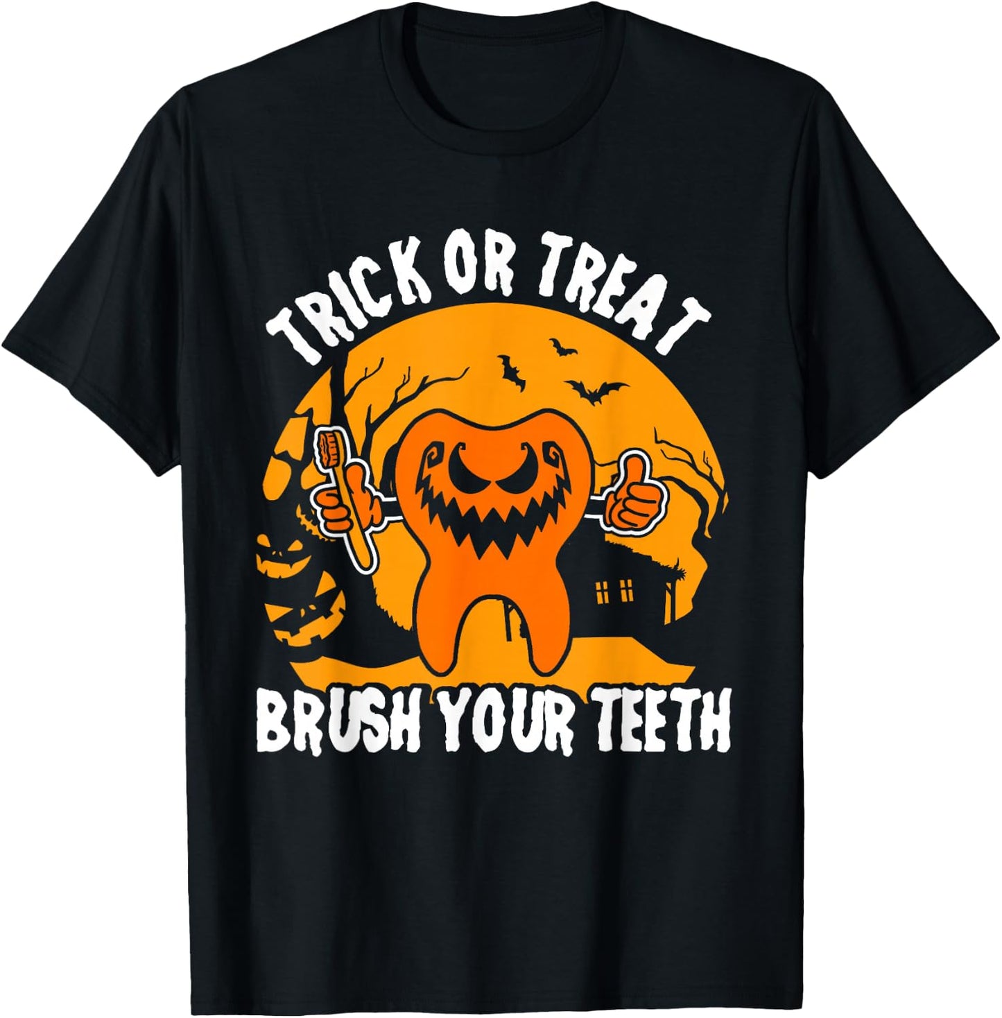 Trick Or Treat Brush Your Teeth Dentist Halloween Costume T-Shirt - T-Shirt | Black
