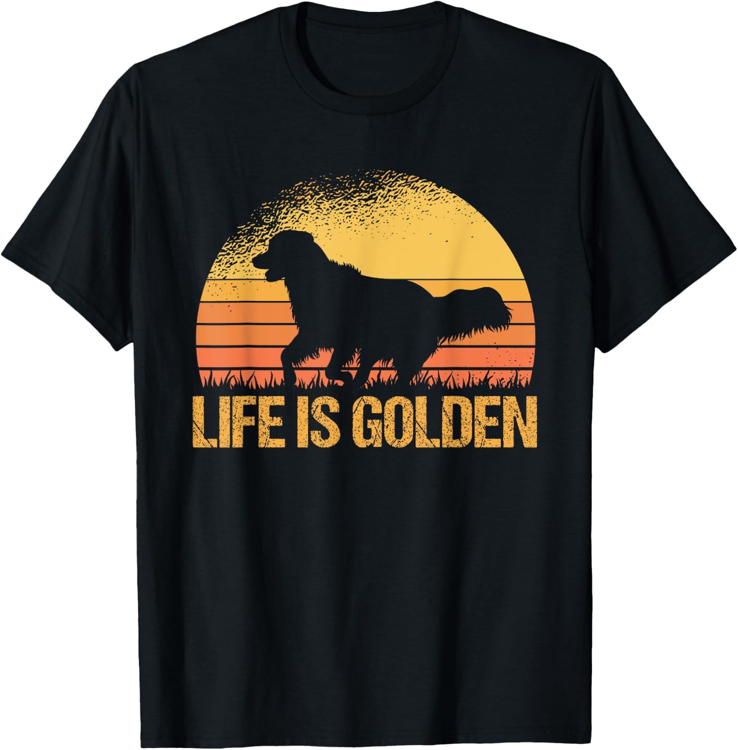 Life Is Golden Dog Golden Retriever Lover - Golden Retriever T-Shirt - T-Shirt | Black