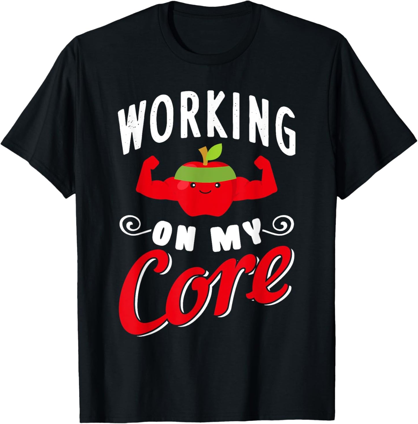 Funny Apple Working Out Fitness T-Shirt - T-Shirt | Black
