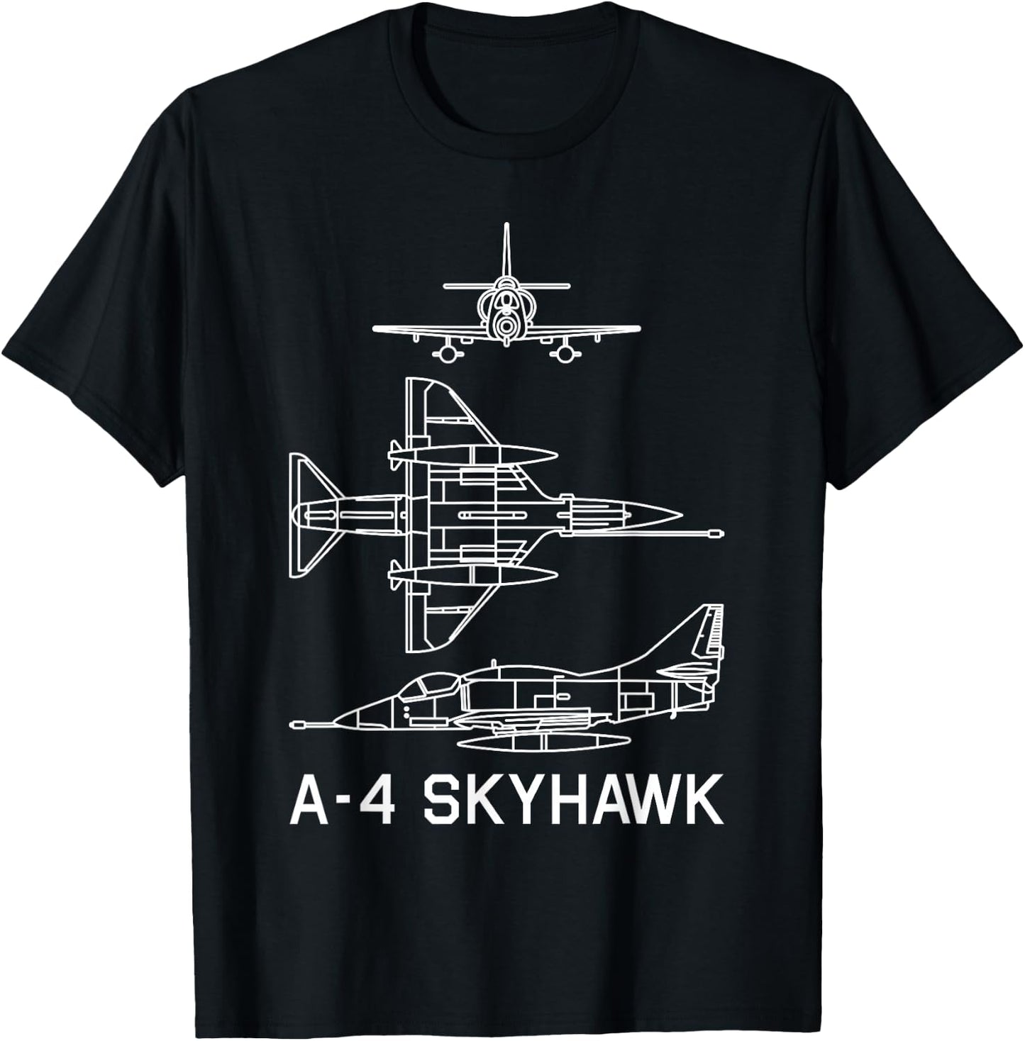 A-4 Skyhawk American Plane Blueprint Diagram T-Shirt - T-Shirt | Black