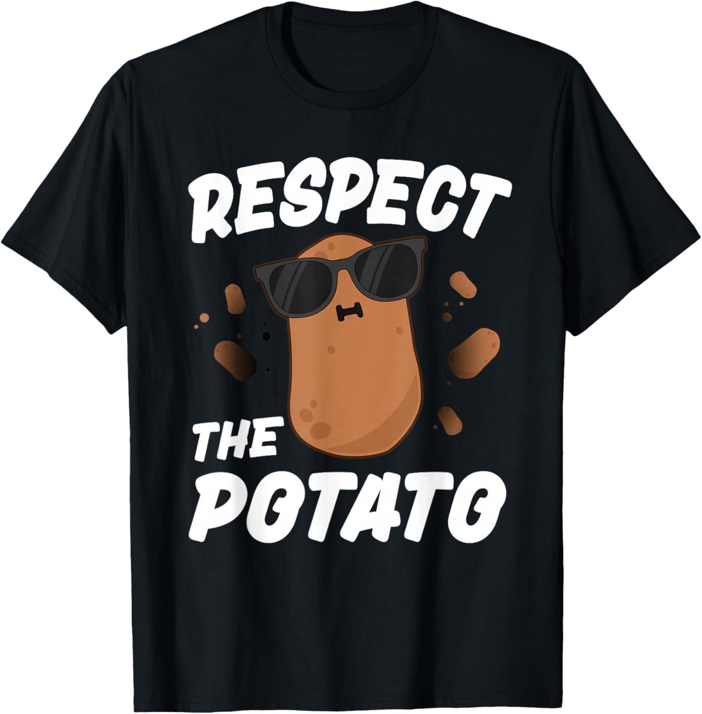 Respect The Potato For Boys Men Funny Vegetable T-Shirt - T-Shirt | Black