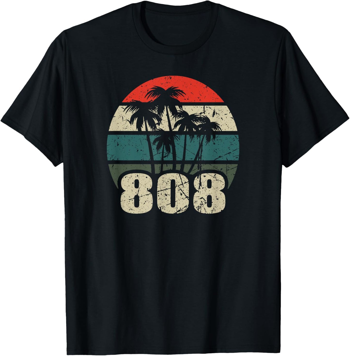 Hawaii 808 Oahu Waikiki Maui Kona Kauai Hawaiian Area Code T-Shirt - T-Shirt | Black