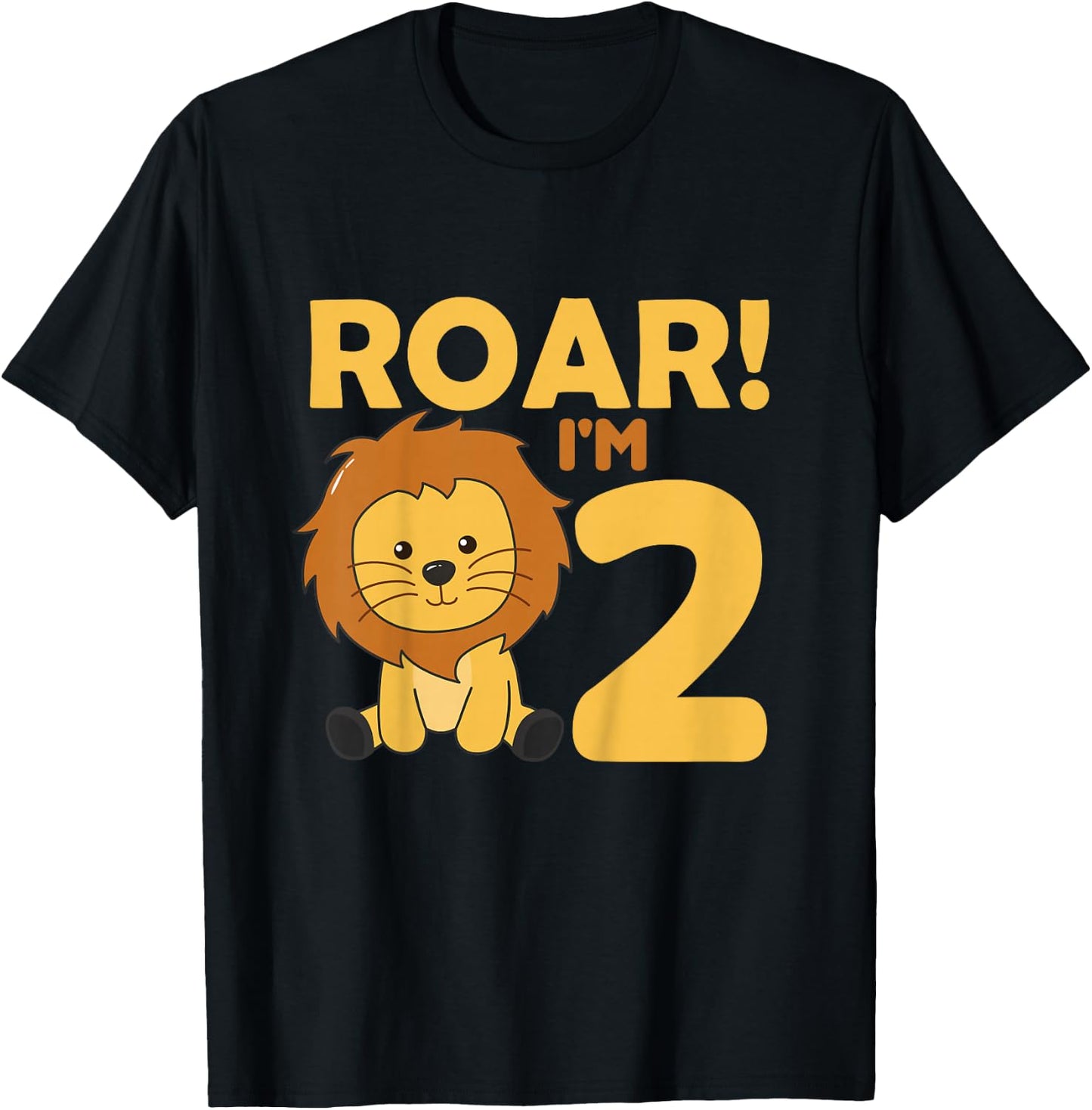 Kids Children 2nd Birthday Lion 2 Years Old Boy Lion Animal King T-Shirt - T-Shirt | Black