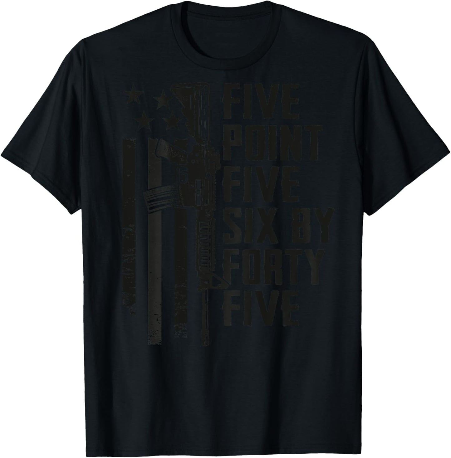 Five Point Five Six 5.56 Ammo AR15 Rifle - Camo - ON BACK T-Shirt - T-Shirt | Black