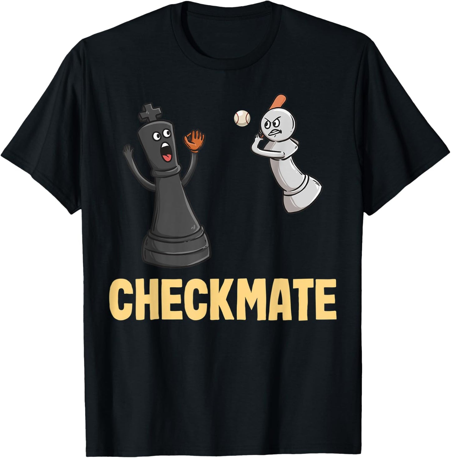 Funny Checkmate Chess Players Funny Baseball T-Shirt - T-Shirt | Black
