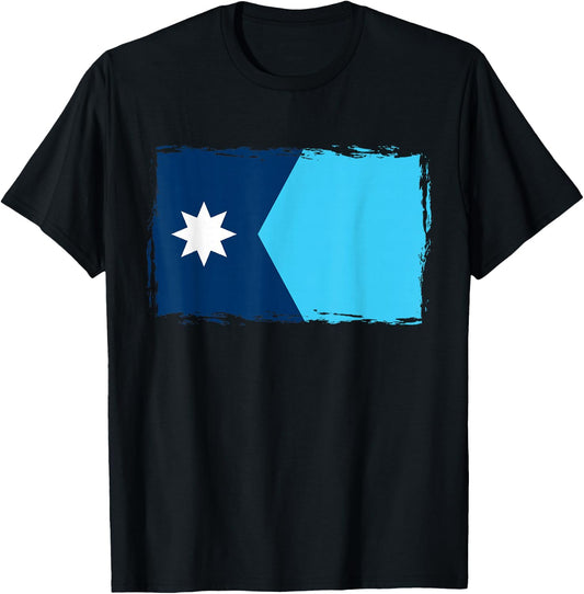 New Minnesota State Flag MN Retro Vintage Grunge Distressed T-Shirt - T-Shirt | Black