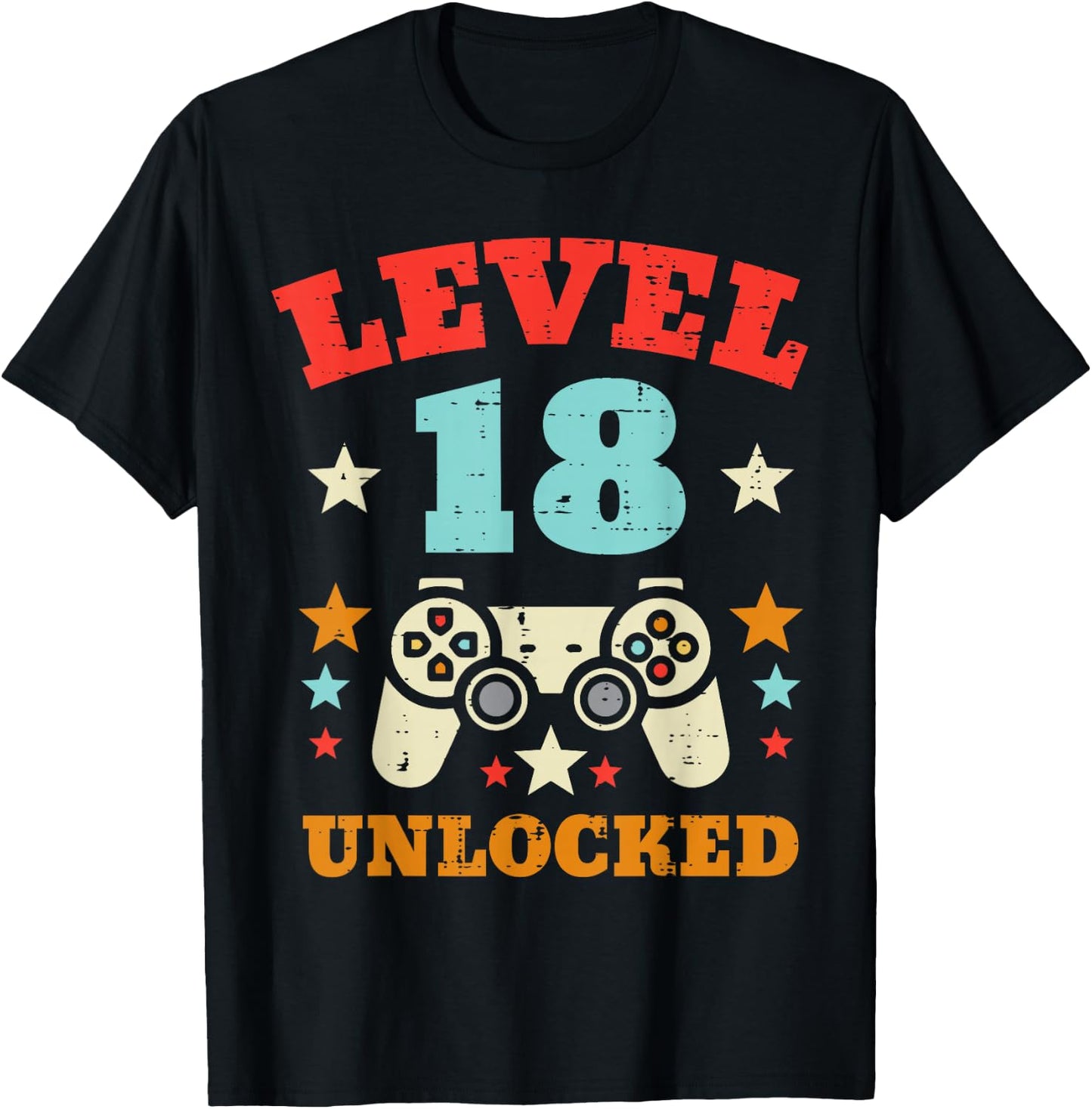 Level 18 Unlocked Video Gamer Boys Men 18th Birthday T-Shirt - T-Shirt | Black