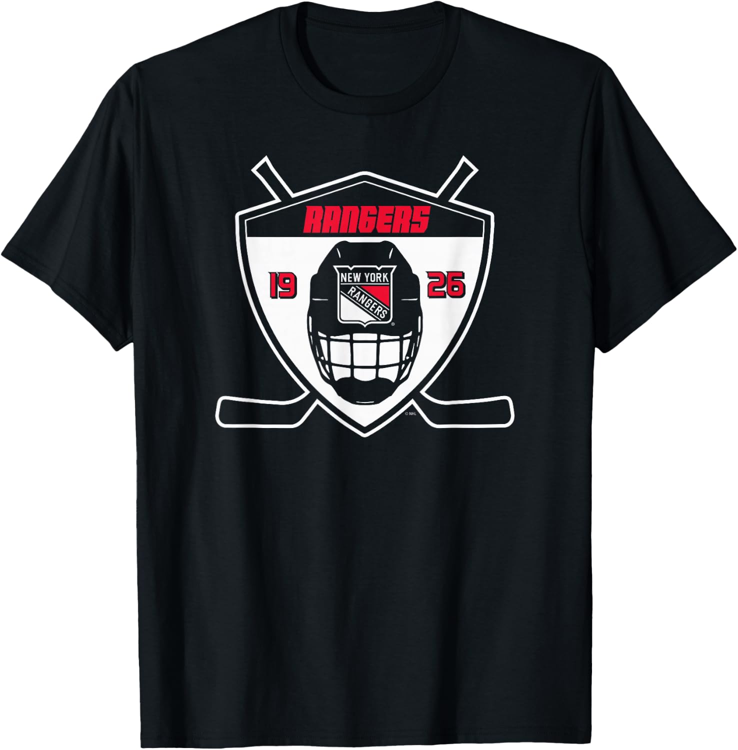New York Rangers Shield Royal Officially Licensed T-Shirt - T-Shirt | Black