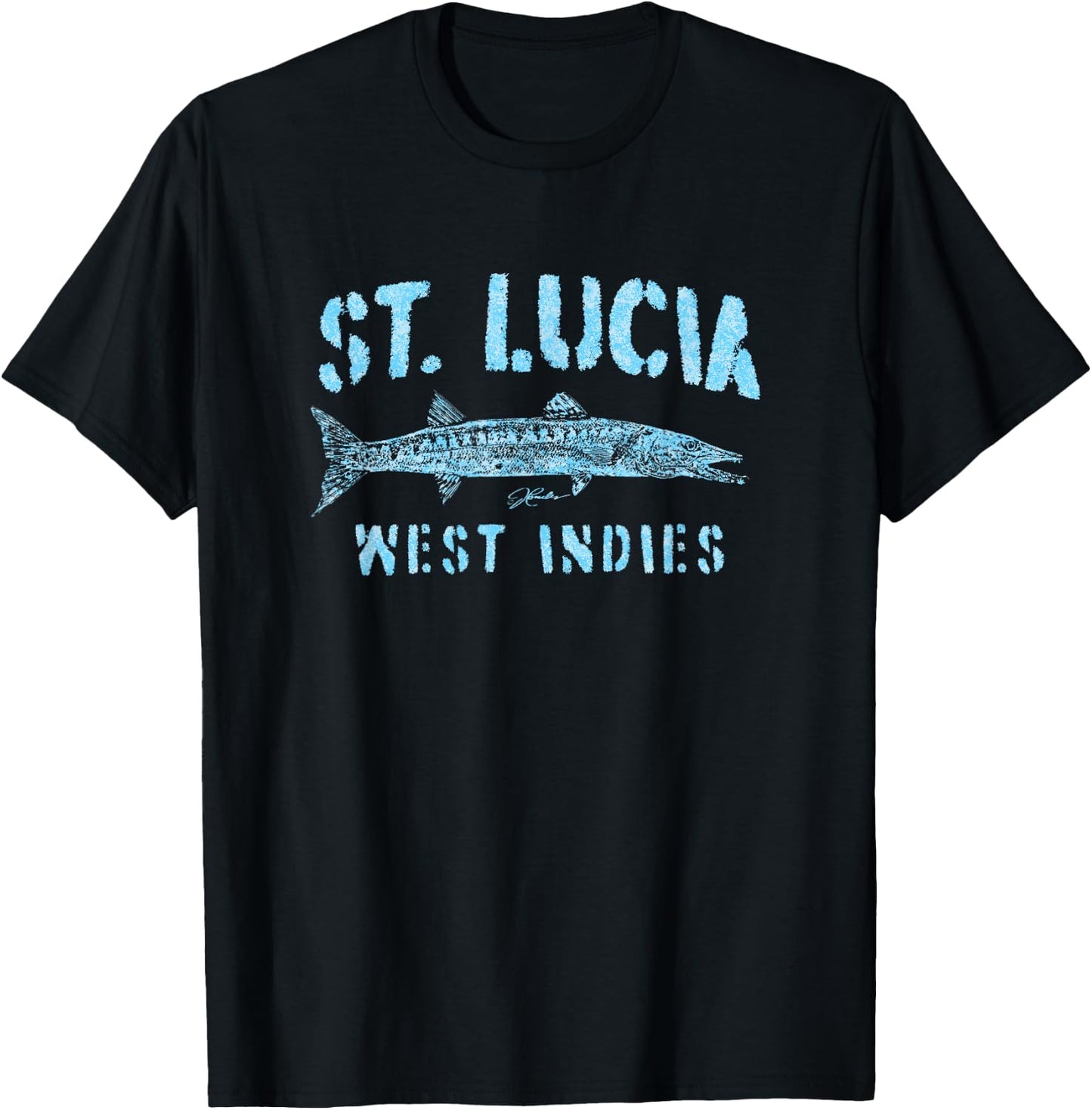 JCombs: St. Lucia, West Indies, Great Barracuda (Distressed) T-Shirt - T-Shirt | Black