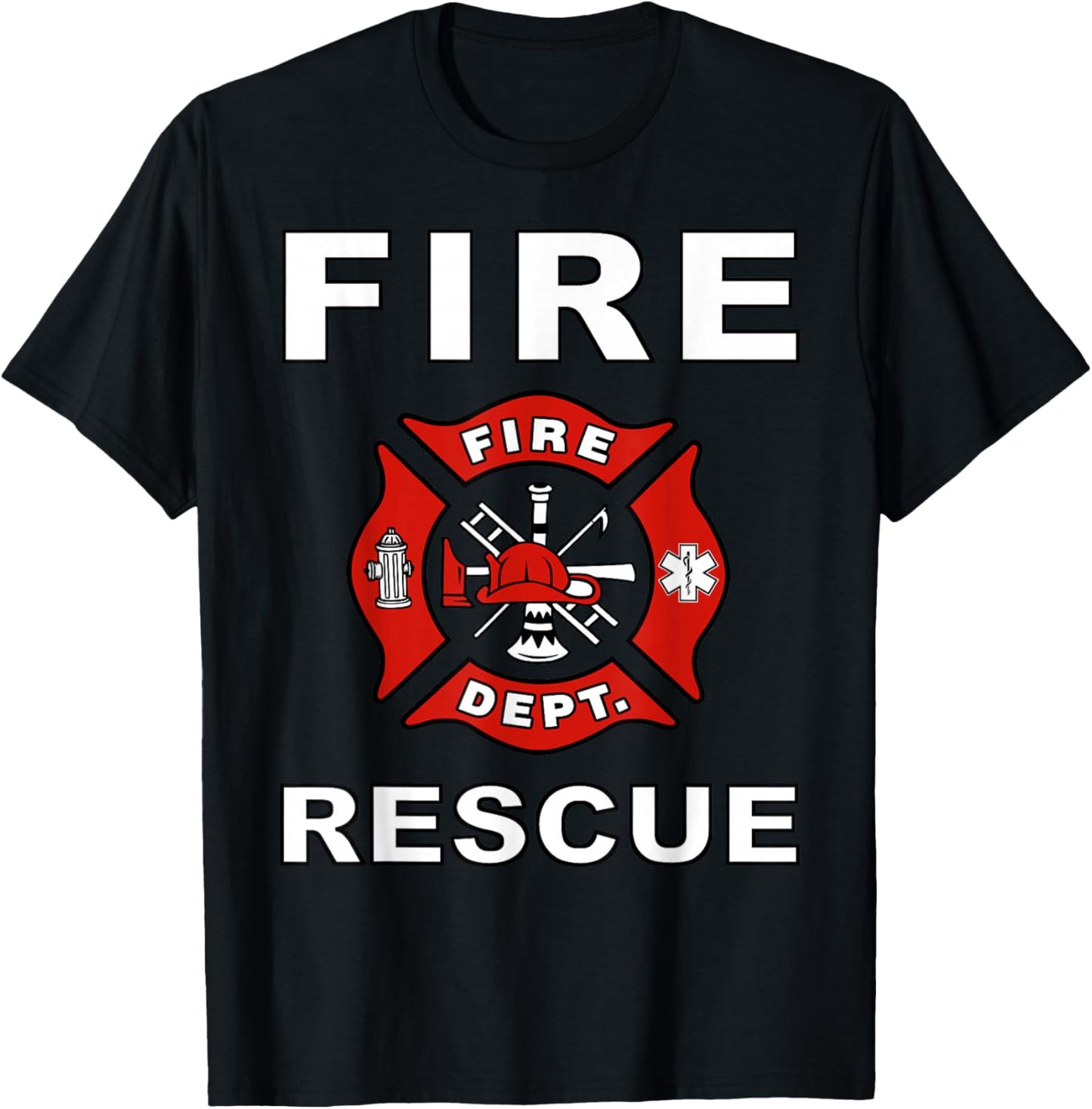 FIRE Rescue FIRE Fighter Fireman Kids Youth Adult Boys Girls Small T-Shirt - T-Shirt | Black