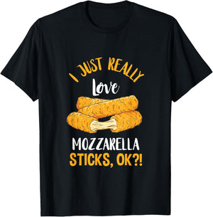 Mozzarella Sticks Cheese Stick First Mozzarella Sticks Lover T-Shirt - T-Shirt | Black