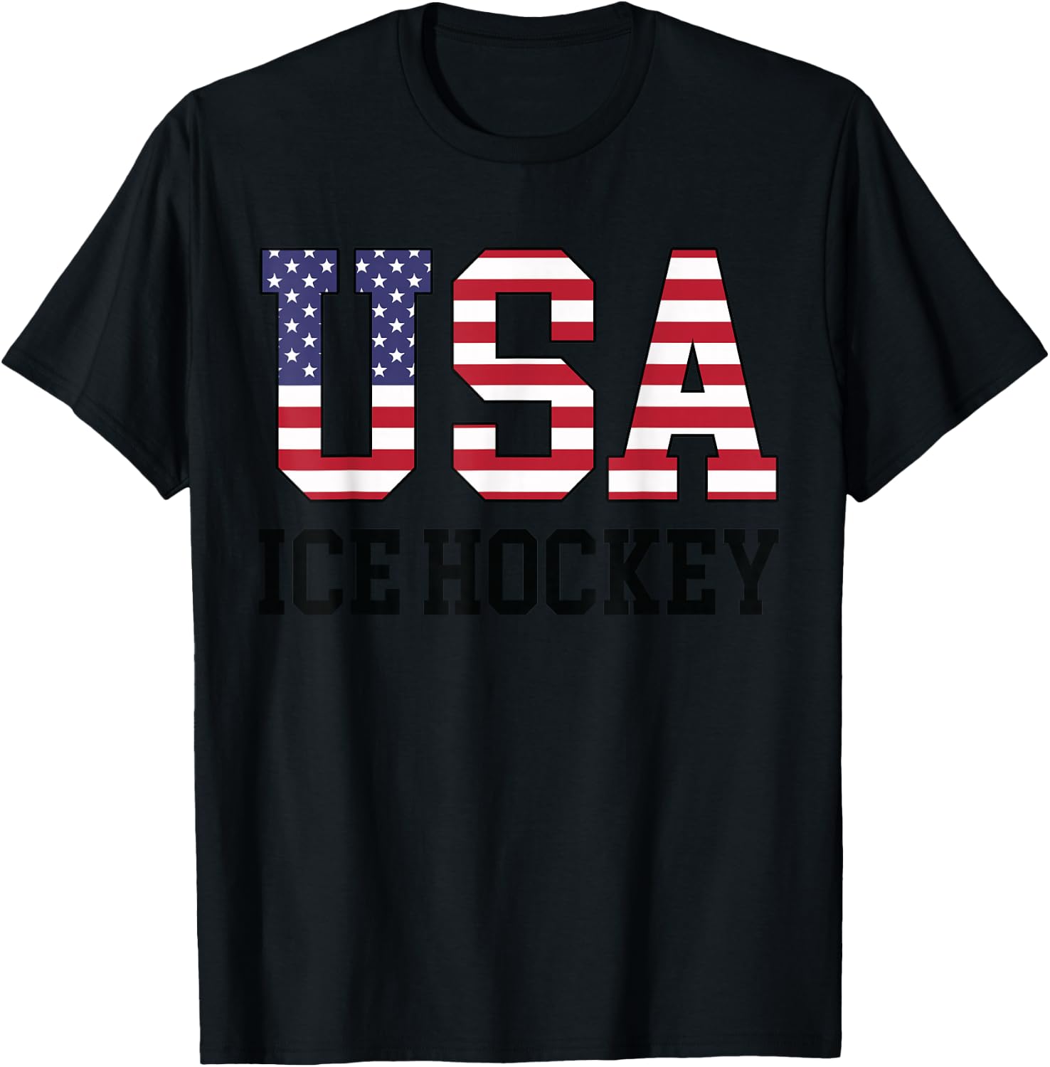 USA Flag Hockey Player - American USA Ice Hockey T-Shirt - T-Shirt | Black
