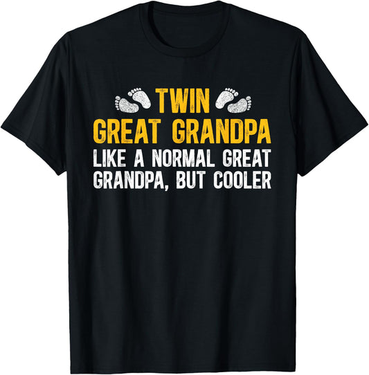 Twin Great Grandpa Of Twins Cool Twin Great Grandfather T-Shirt - T-Shirt | Black