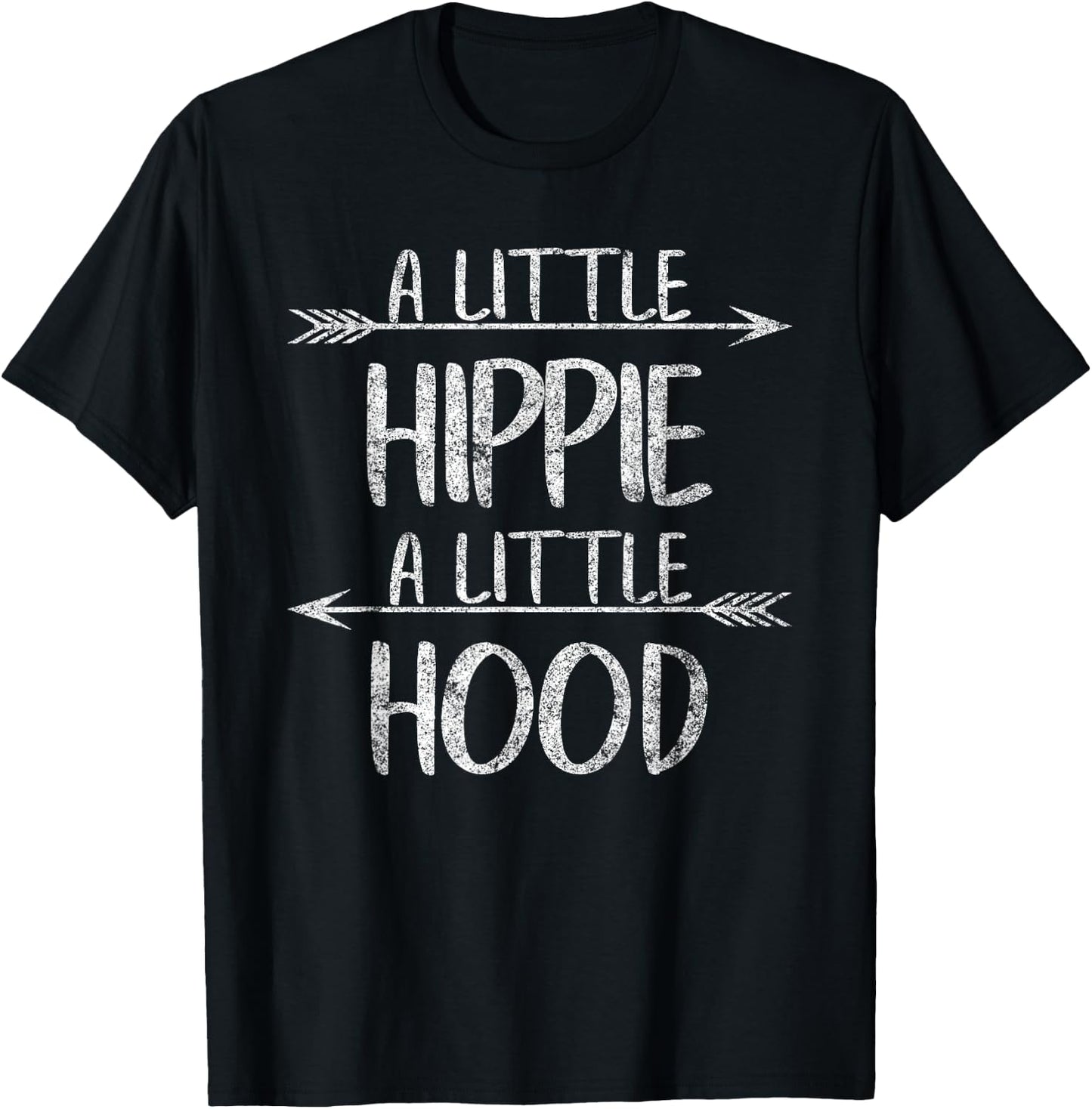 Hippie Hippy Lover Gypsie Shirt A Lil’ Hippie A Lil’ Hood T-Shirt - T-Shirt | Black