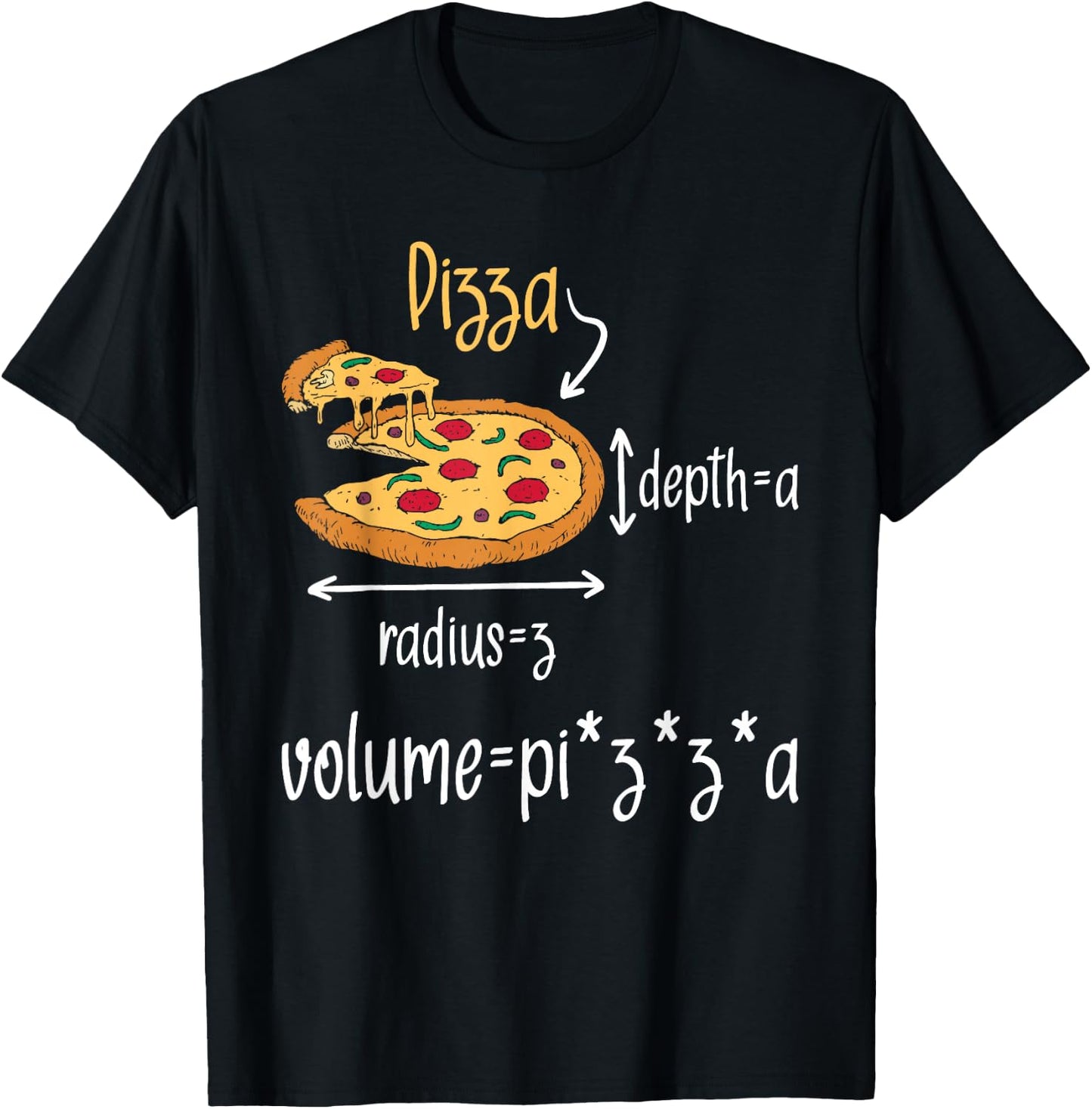 Pizza Volume Formula - Food Lover Math Foodie T-Shirt - T-Shirt | Black