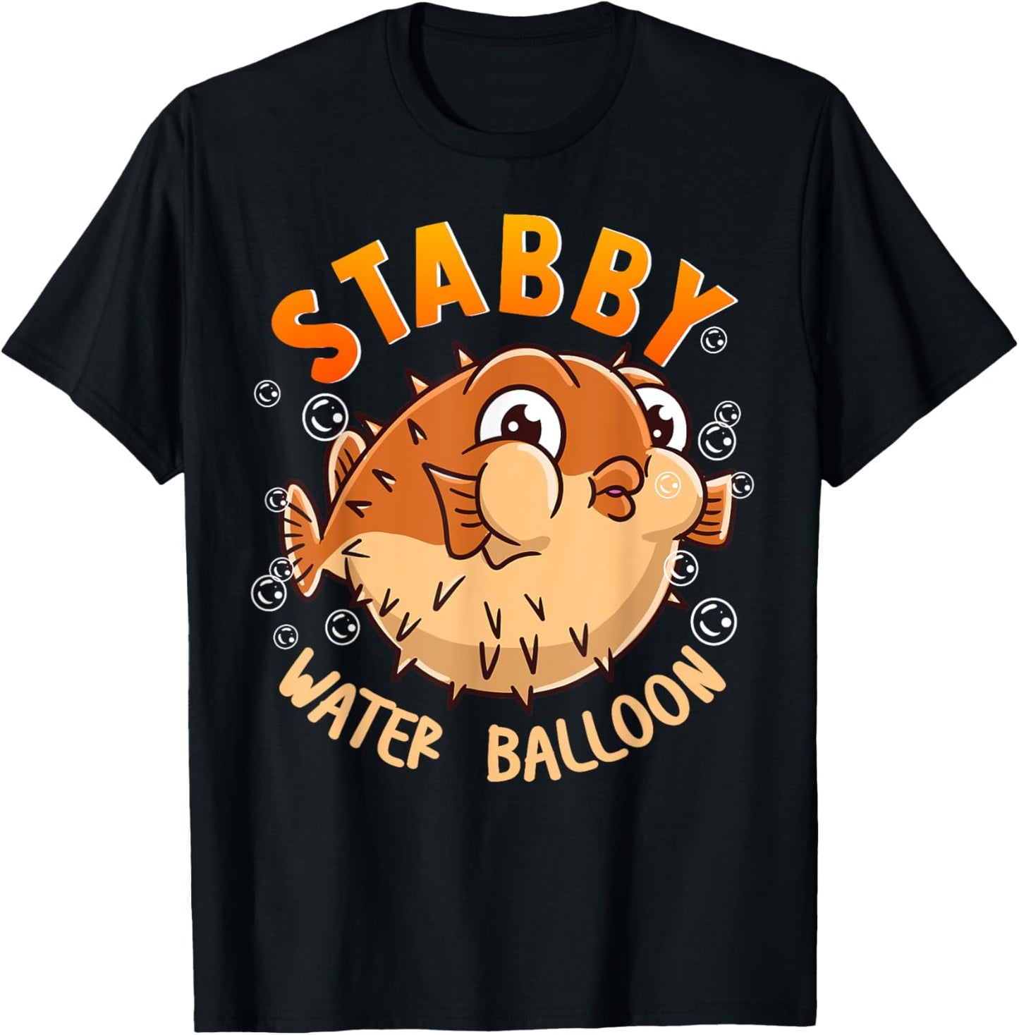 Pufferfish Stabby Water Balloon Fish Cute Funny T-Shirt - T-Shirt | Black