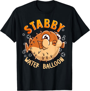 Pufferfish Stabby Water Balloon Fish Cute Funny T-Shirt - T-Shirt | Black
