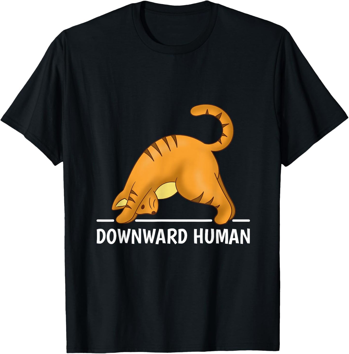 Downward Human Cat T-Shirt - T-Shirt | Black